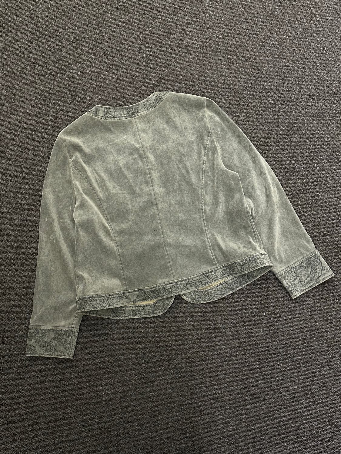 15)Japanese vintage 여성 벨벳 패턴 디테일 라운드넥 자켓 상품이미지6