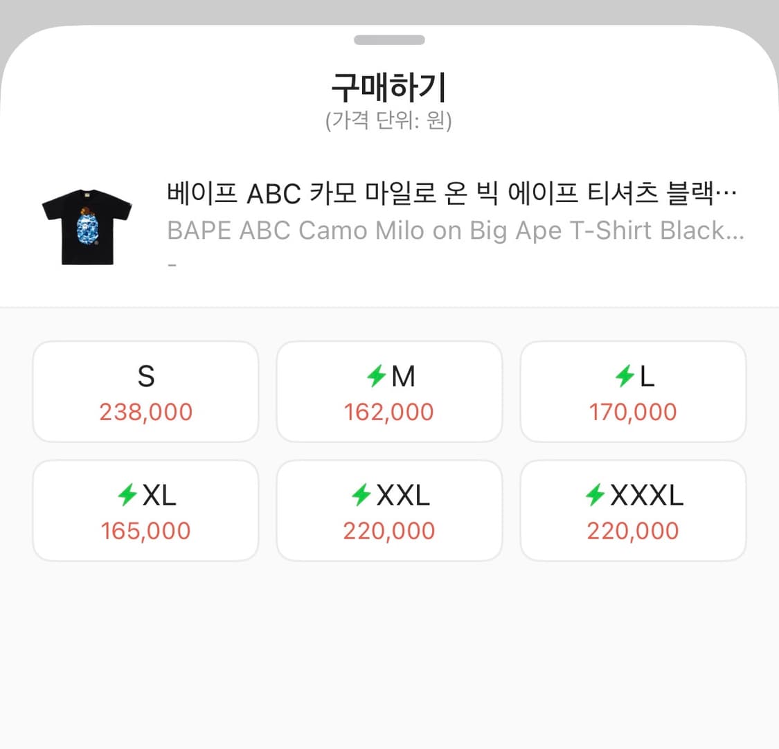 베이프 ABC 카모 마일로 온 빅 에이프 티셔츠 블랙 상품이미지2