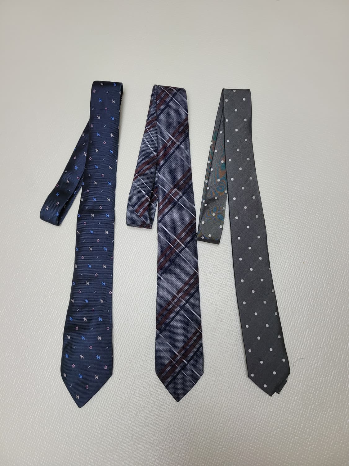 넥타이 3종 (체크, 도트패턴 네이비, 브라운, 그레이) 상품이미지1