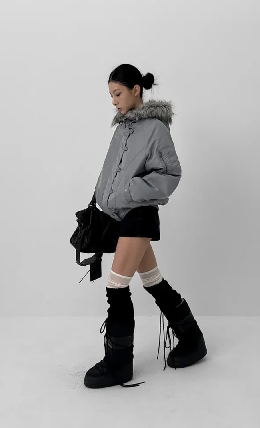 블랙업 누닐 퍼트리밍 후드 점퍼 상품이미지2