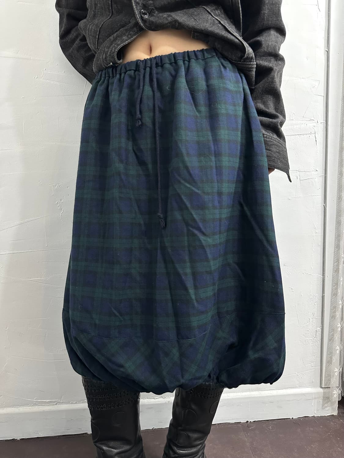sage check puff skirt 상품이미지4