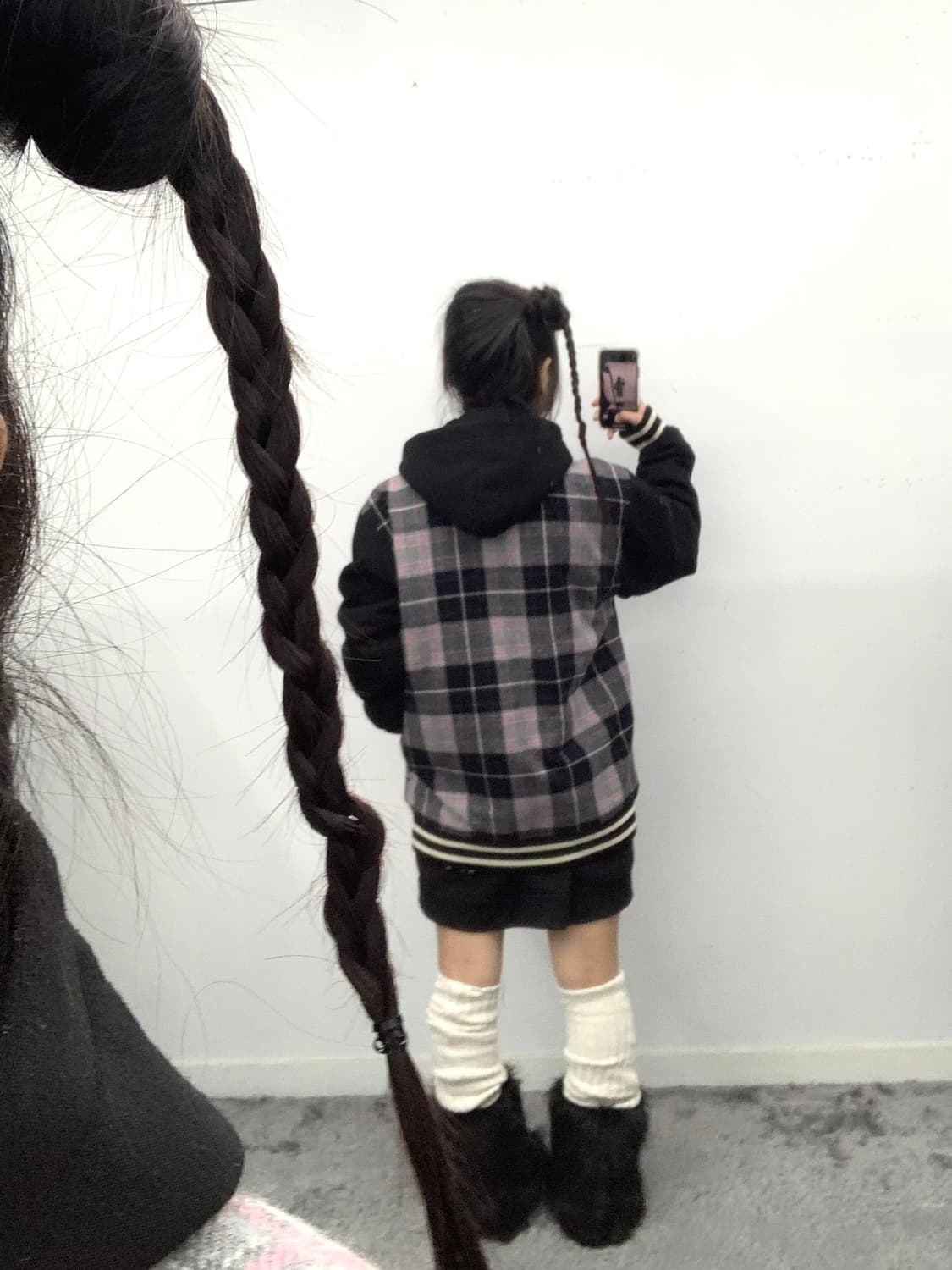 재패니즈 핑크 체크 스타디움 봄버 상품이미지3