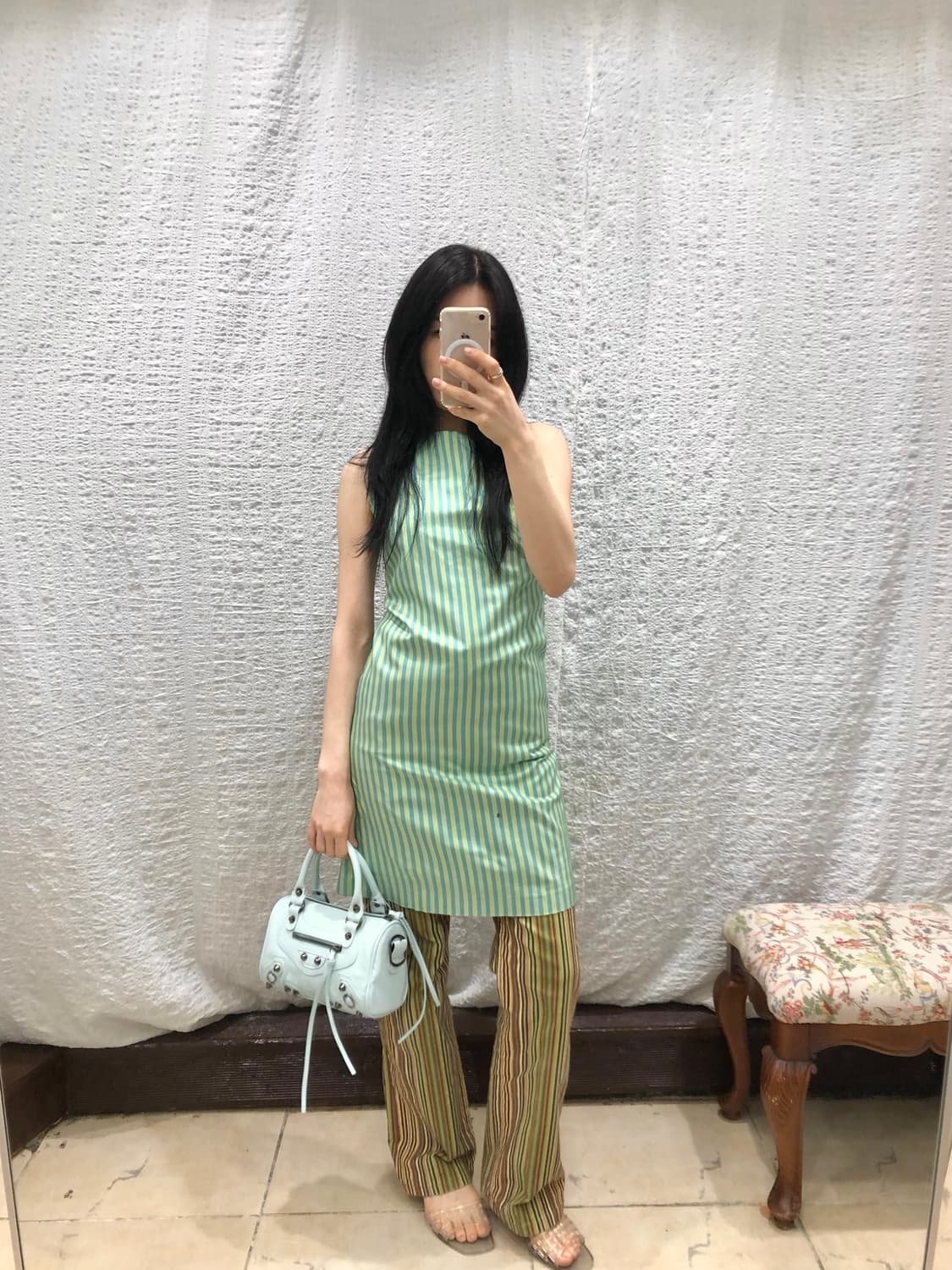 Mint green stripe ops 상품이미지4