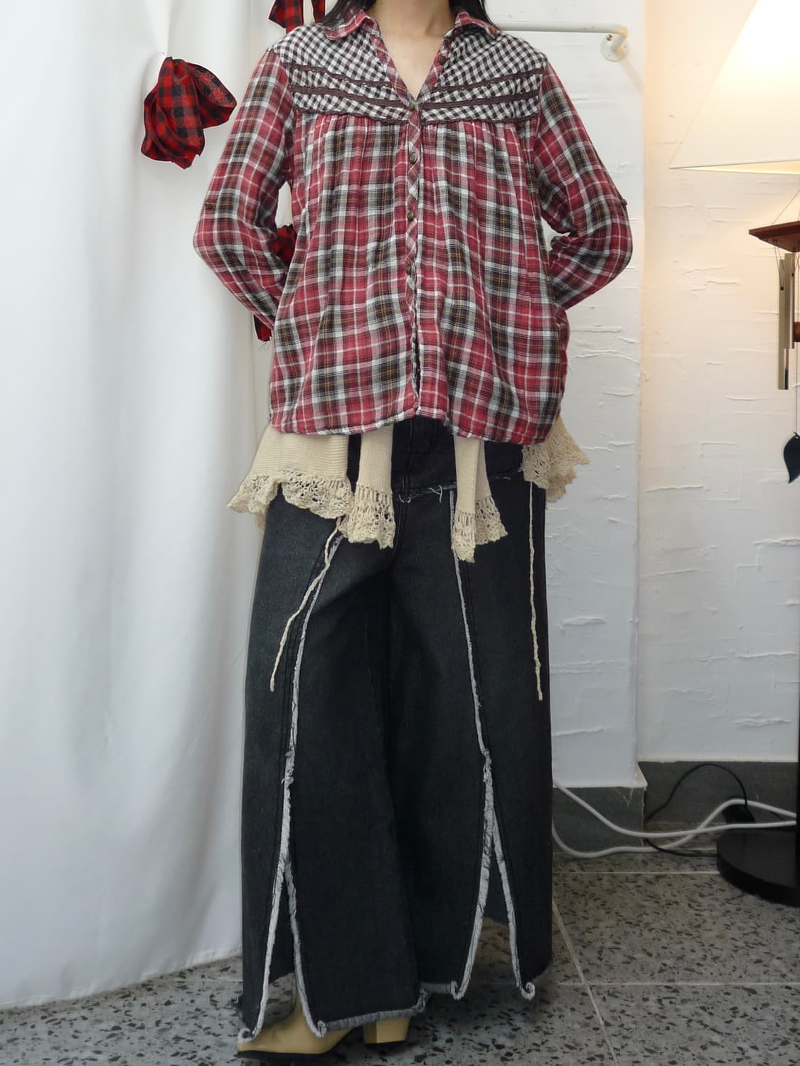 berry check blouse 상품이미지2