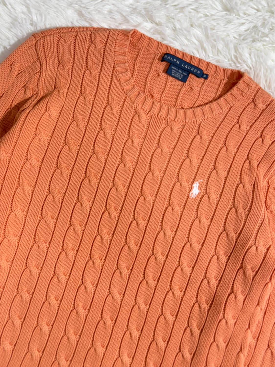 폴로 랄프로렌 화이트포니 피치 꽈배기 니트  상품이미지5