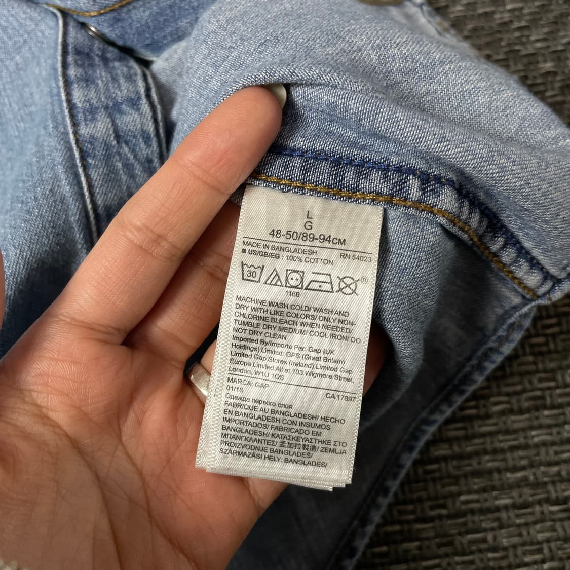 갭 연청 투포켓 긴팔 셔츠 슬림핏 L 상품이미지6