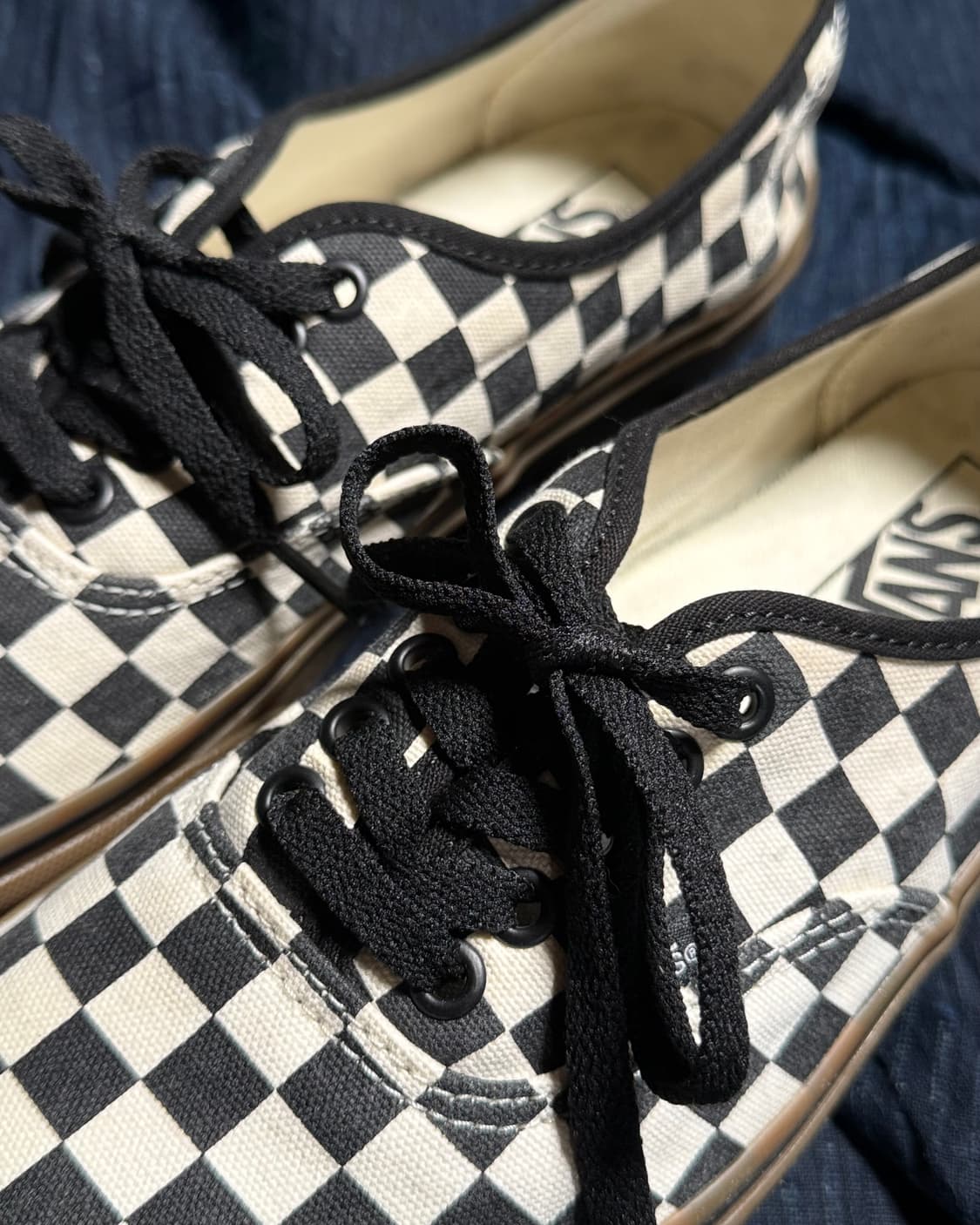 반스 어센틱 체커보드 블랙 화이트 US8.5 상품이미지3