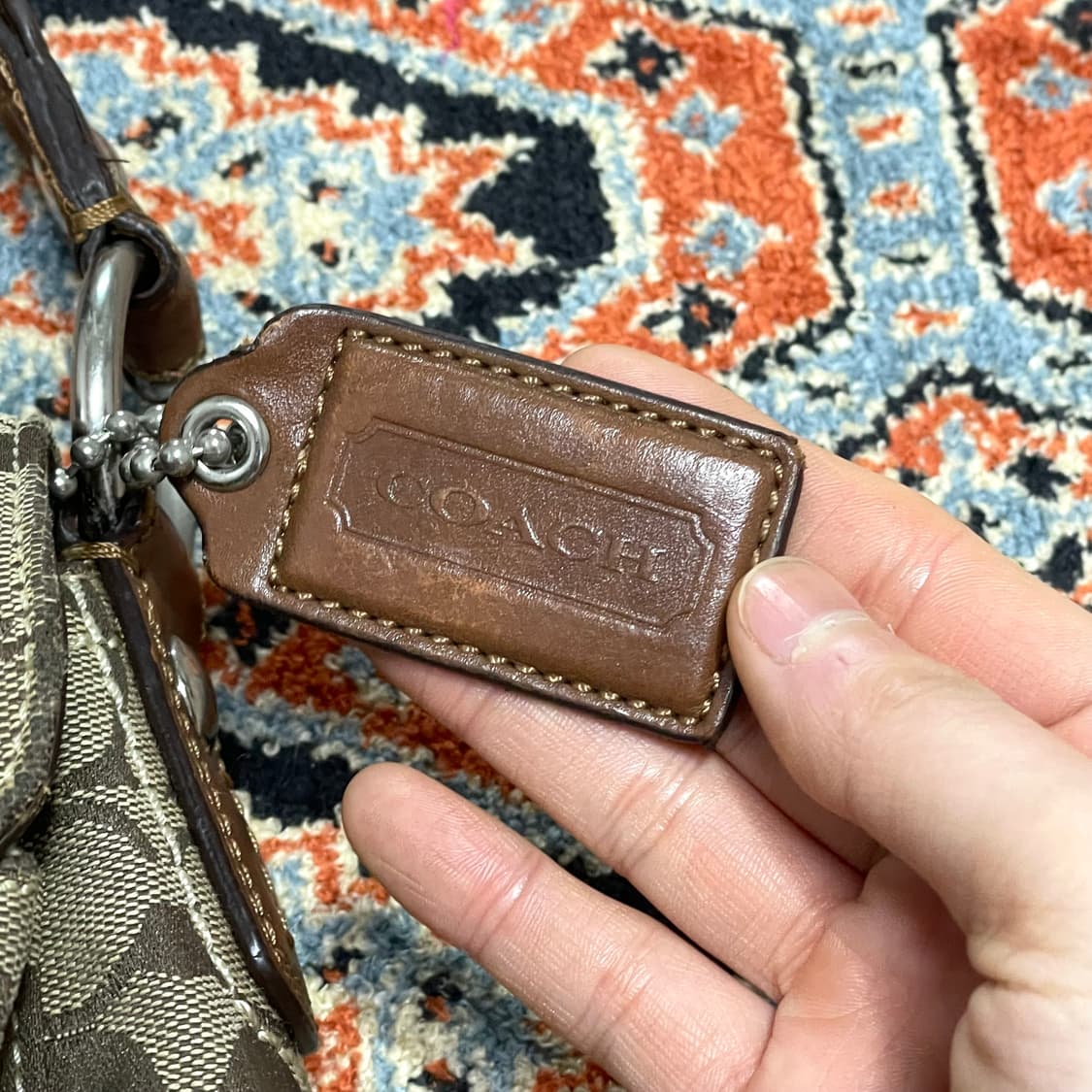 코치 y2k 자카드 브라운 숄더백 호보백 상품이미지3