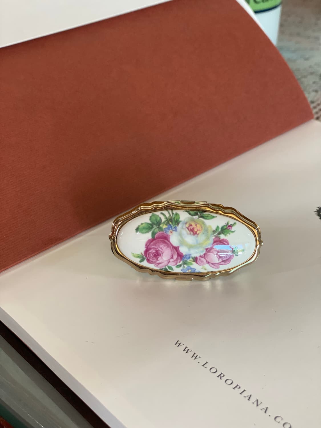 빈티지 도자기 립스틱 거울 홀더 콤팩트  상품이미지1