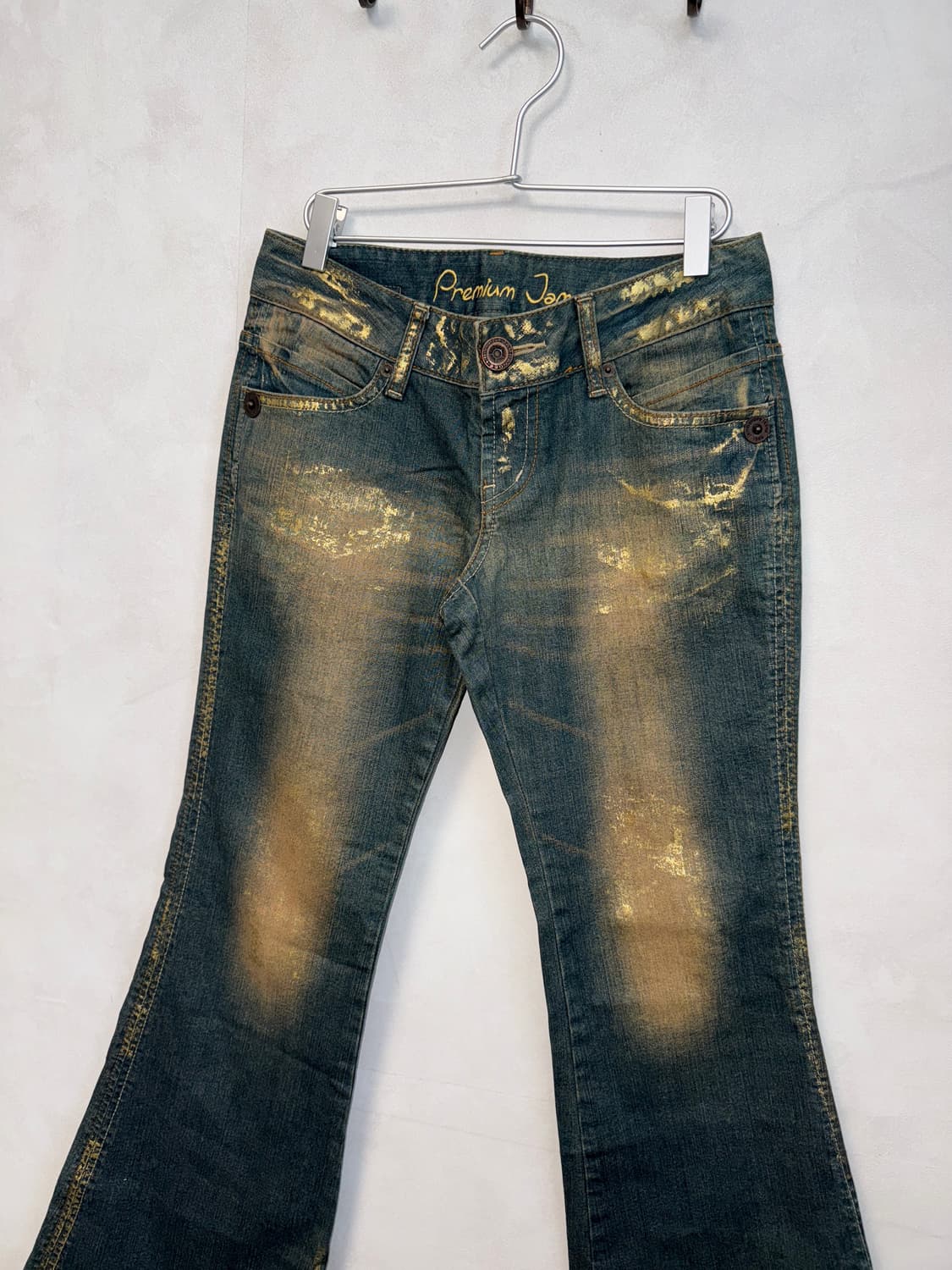 Metallic gold denim bootscut pants 상품이미지2