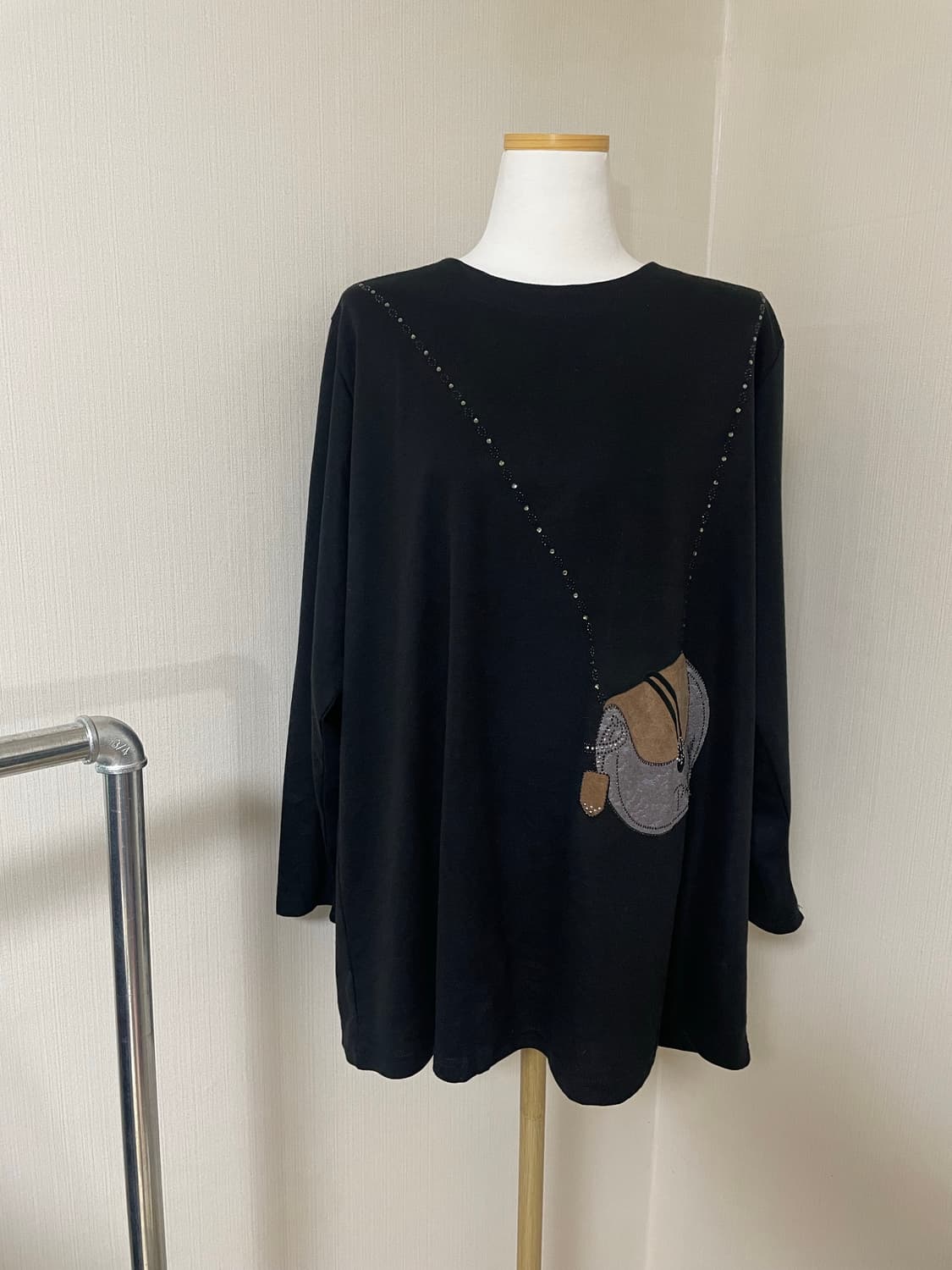 큐빅 가방 프린팅 루즈핏 롱티 상품이미지1