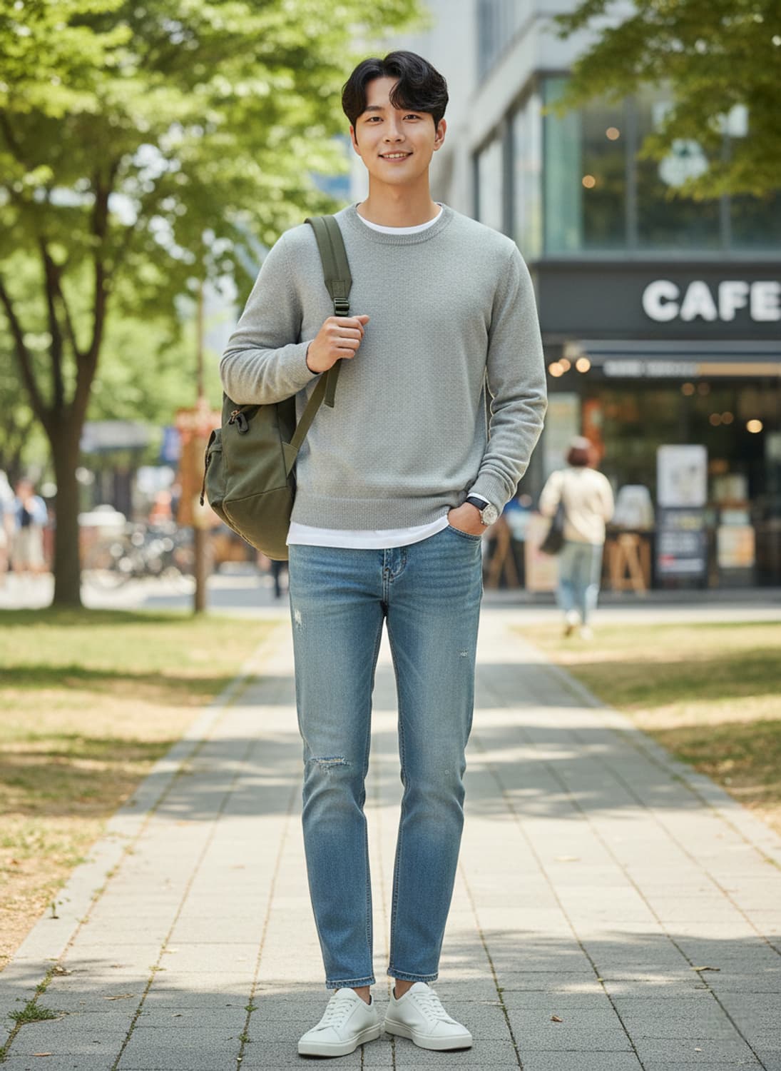 쿠어(COOR) 캐시미어 혼방 라운드 니트 상품이미지1