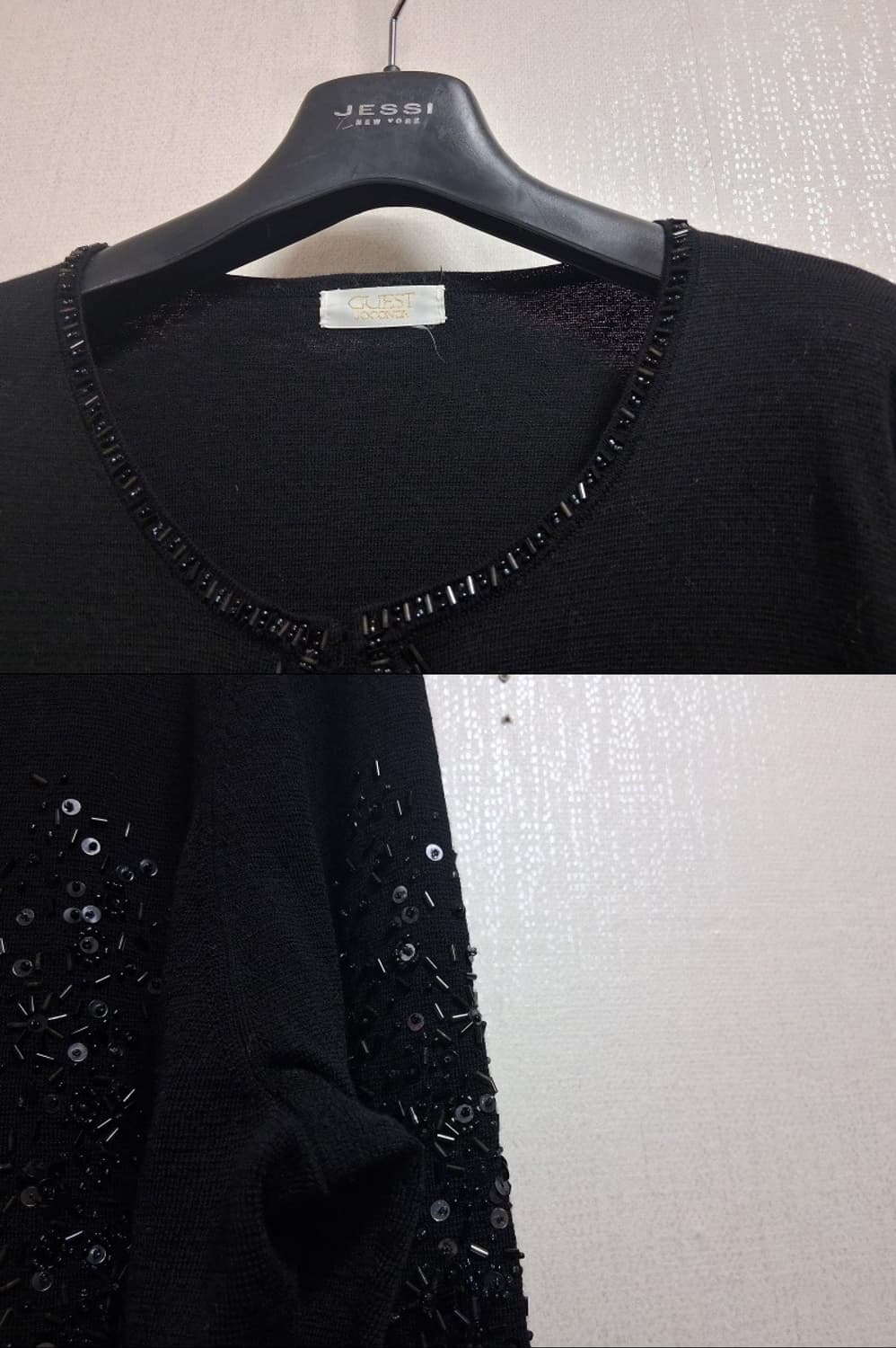 일본수입구제 GUEST JOCONDE   100% 순모 검정 비즈 니트가 상품이미지4