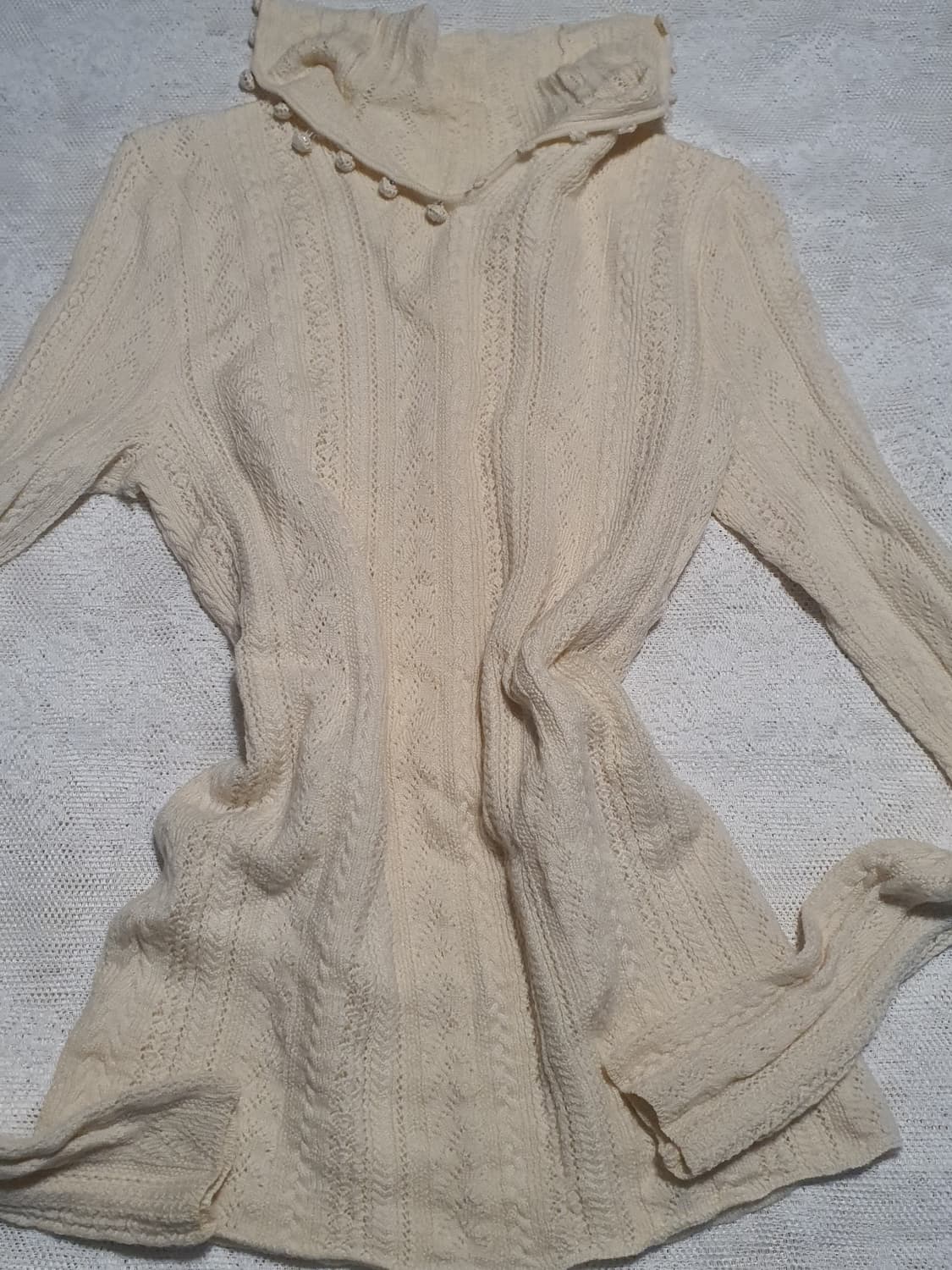 [빈티지] 아이보리 니트 긴팔 블라우스 상품이미지1