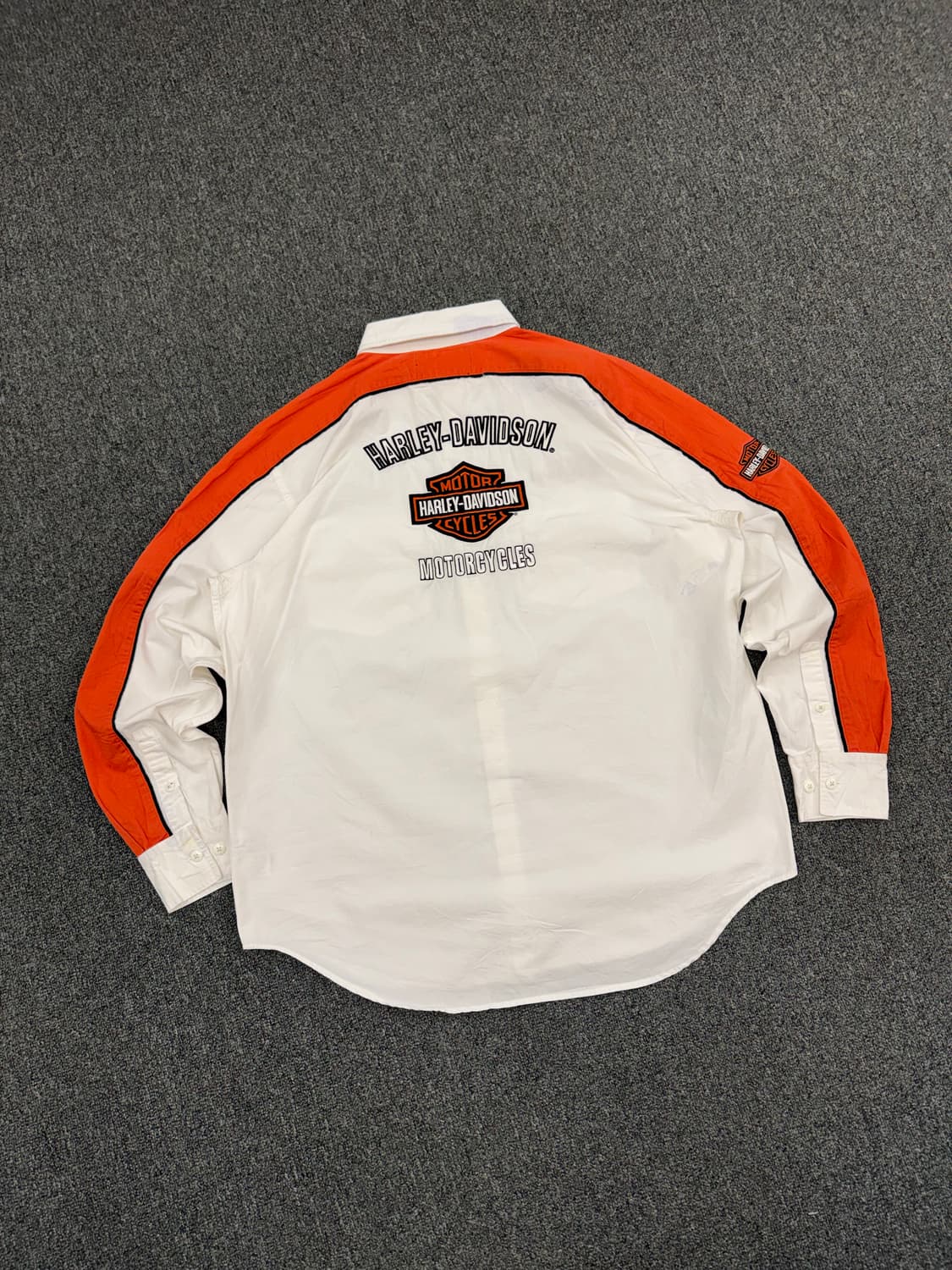 L)할리데이비슨 빈티지 자수 로고 패치 화이트 긴팔 셔츠 상품이미지7