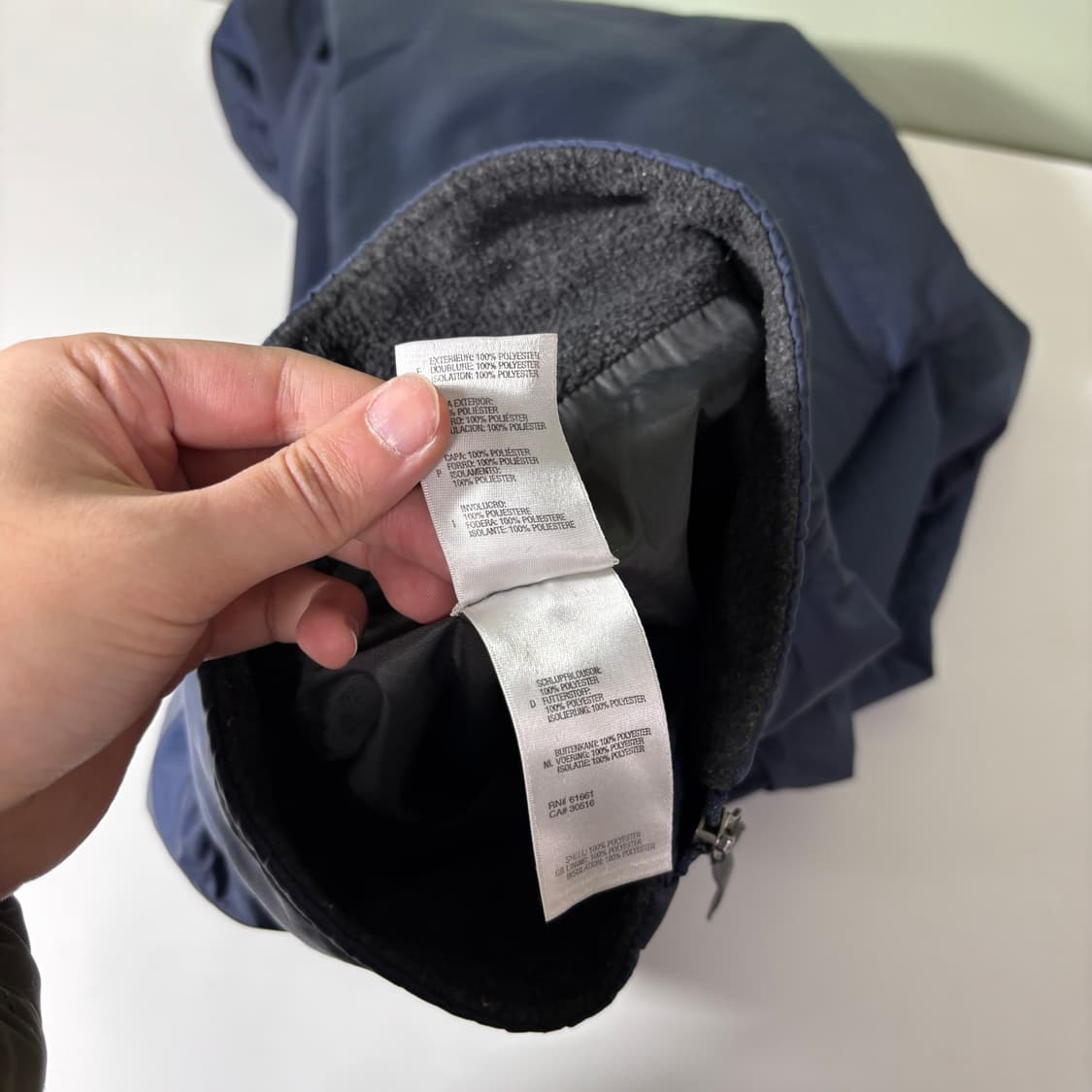 L 노스페이스 네이비 기본로고 반집업웜업 바람막이 상품이미지5