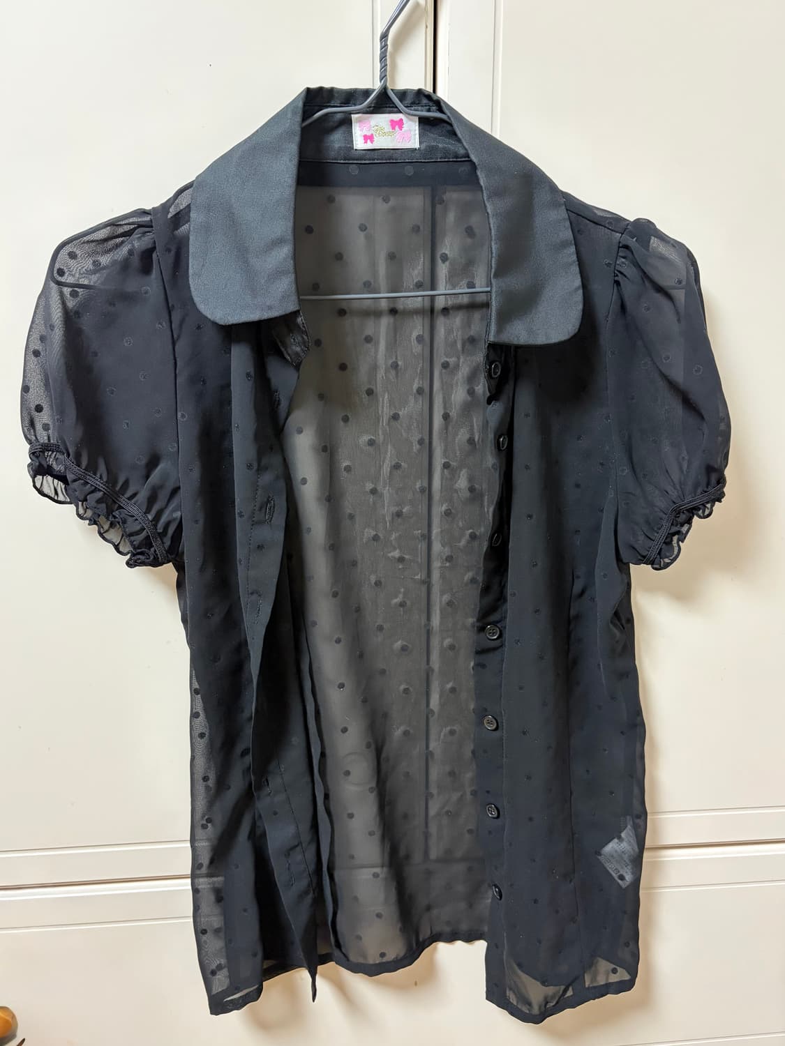 빈티지 도트 시스루 반팔셔츠 상품이미지1