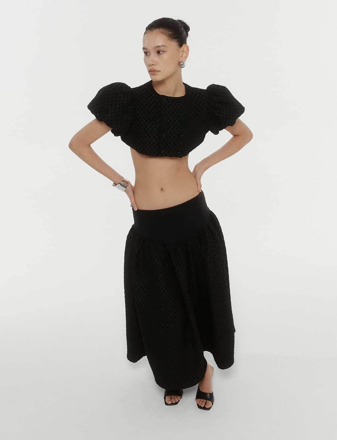 카나리 kanari LOW WAIST LONG SKIRT -BLACK- 상품이미지1