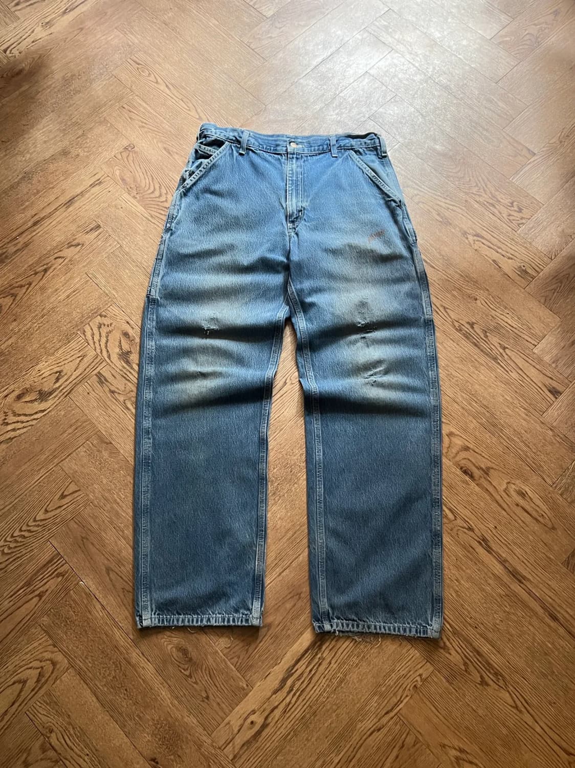 [36]칼하트 USA 덩가리핏 빈티지 워싱 싱글니 카펜터 워크 데님 팬츠 상품이미지1