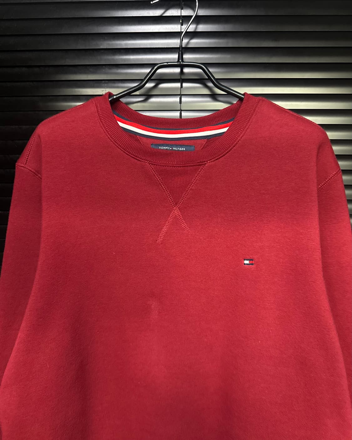 타미 힐피거 면 코튼 스웻 셔츠 맨투맨 버건디 레드 라운드넷 클래식 M 상품이미지3