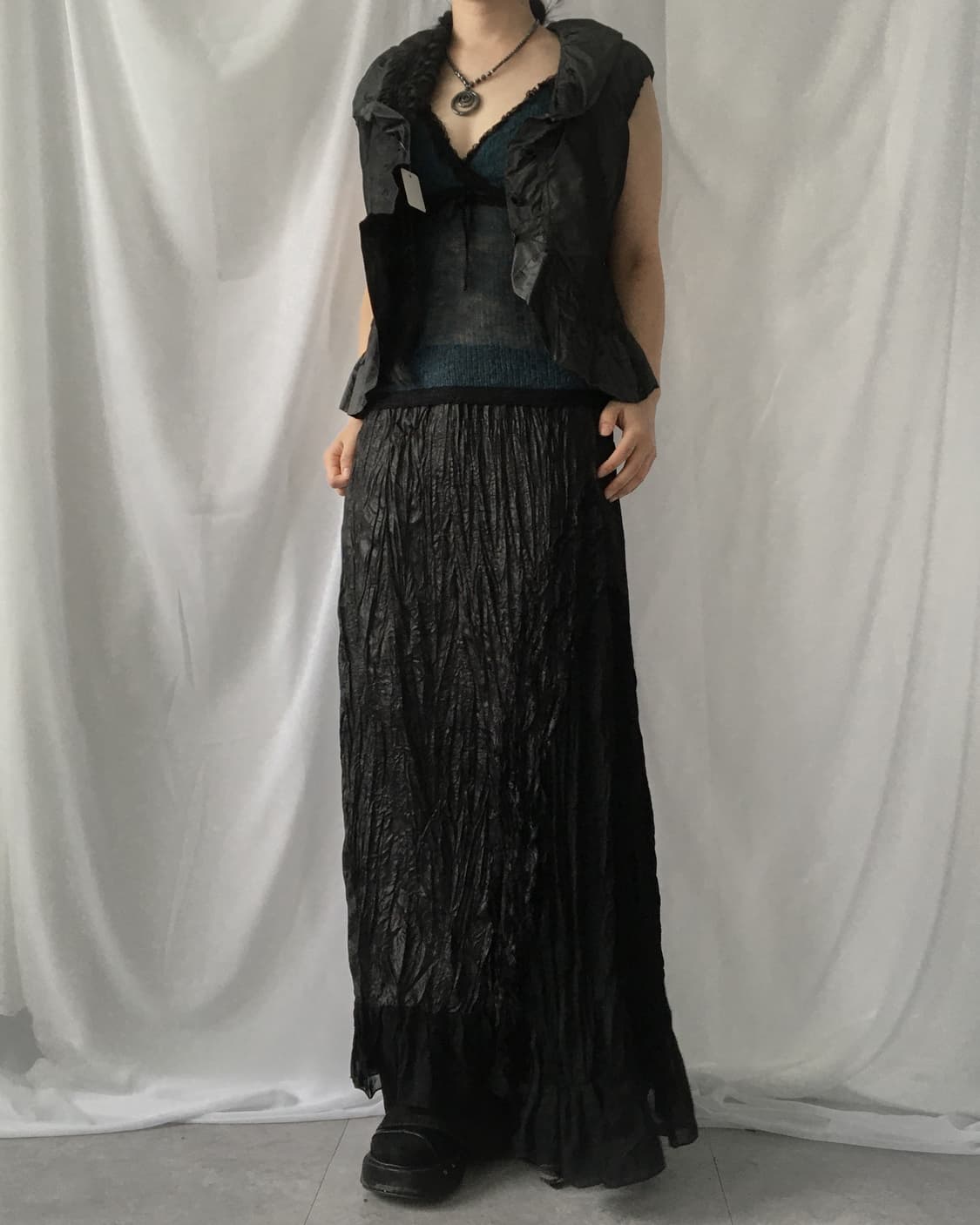 Side layer point pleats long skirt 상품이미지8
