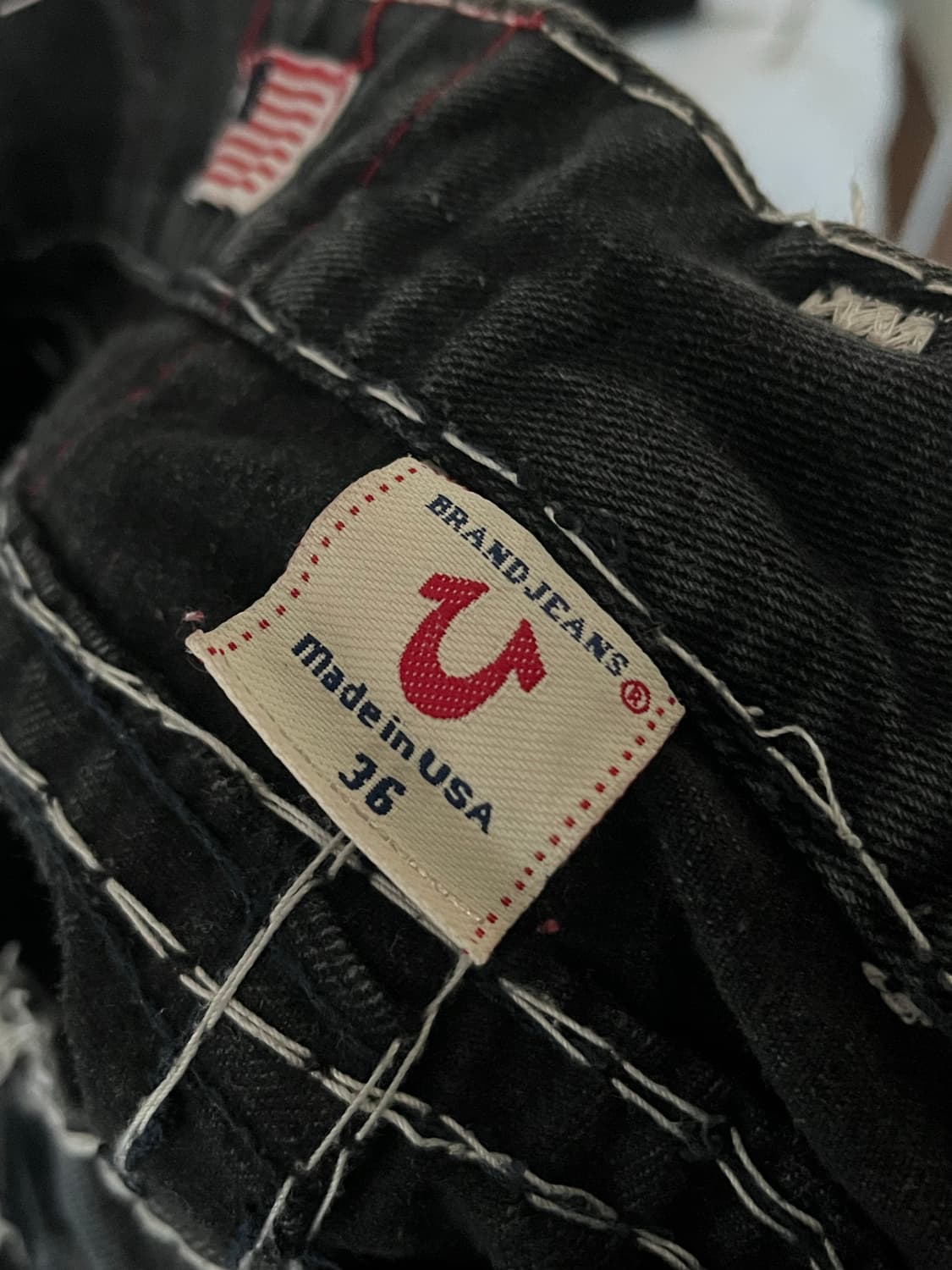 트루릴리전 블랙 와이드 패치 스트레이트 진 상품이미지6