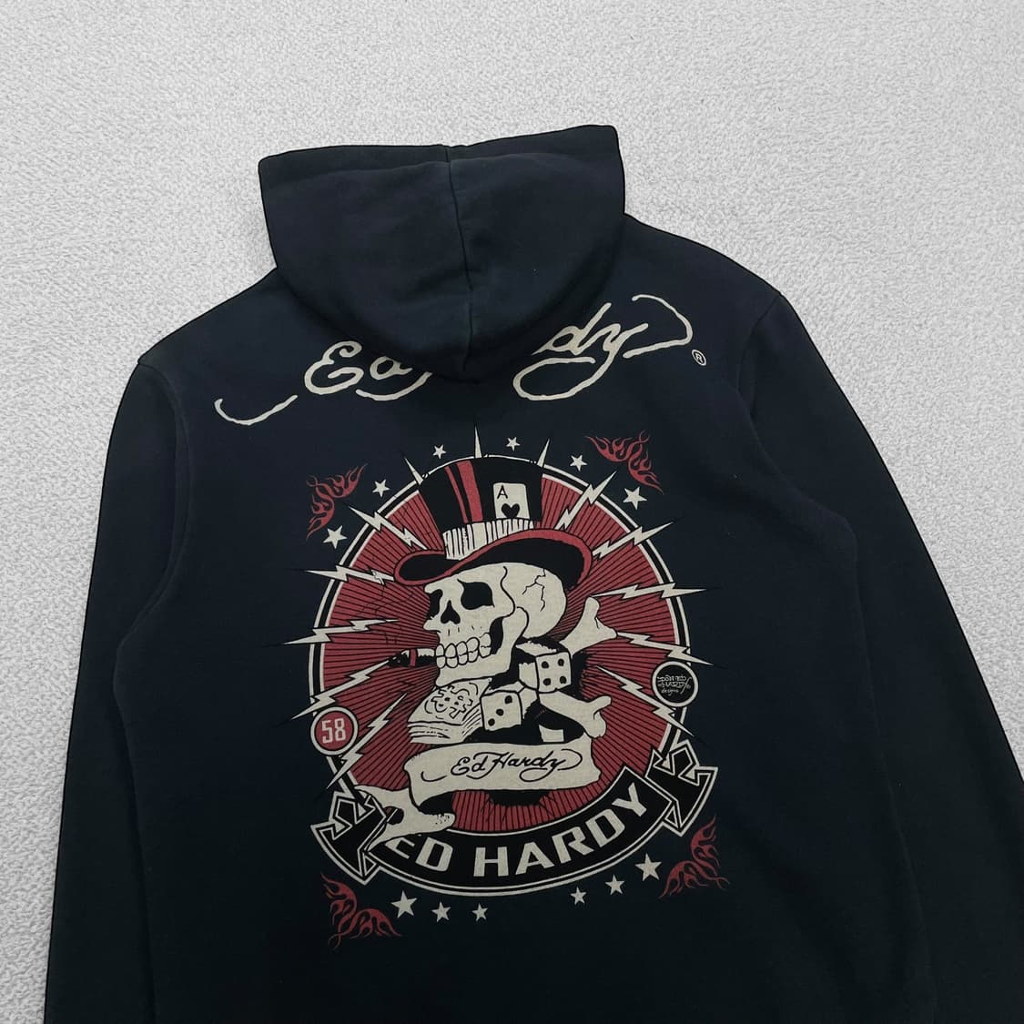 에드하디 Ed hardy 스컬 다이스 후드집업 블랙 상품이미지3