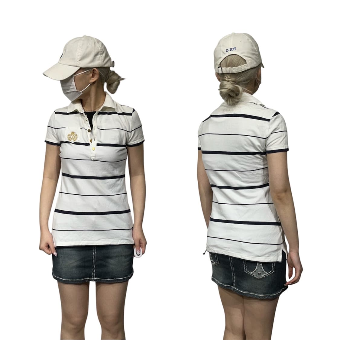 타미 힐피거 스트라이프 화이트 카라 반팔티 XS 상품이미지1