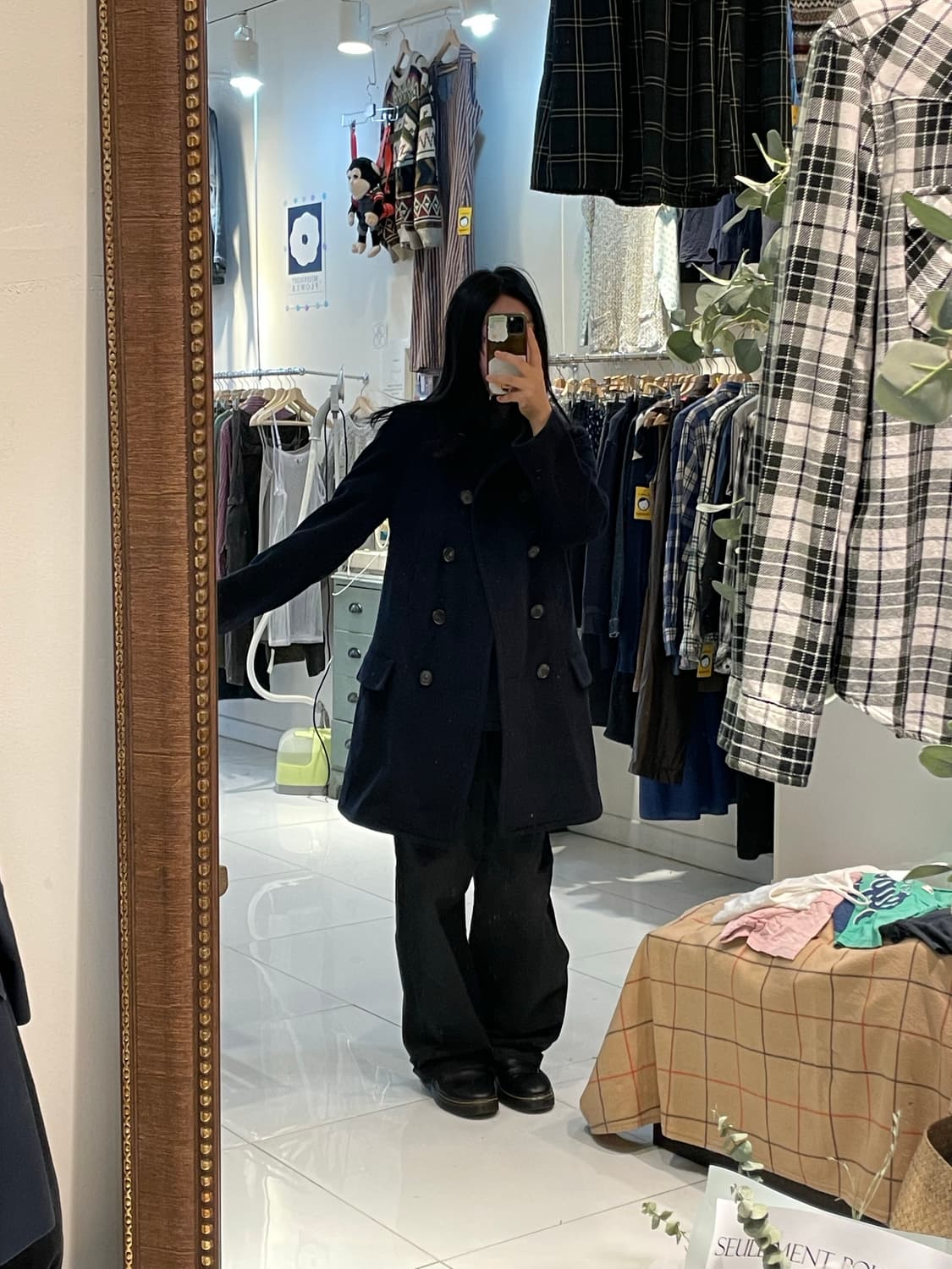 일본빈티지 네이비 더블코트 상품이미지1