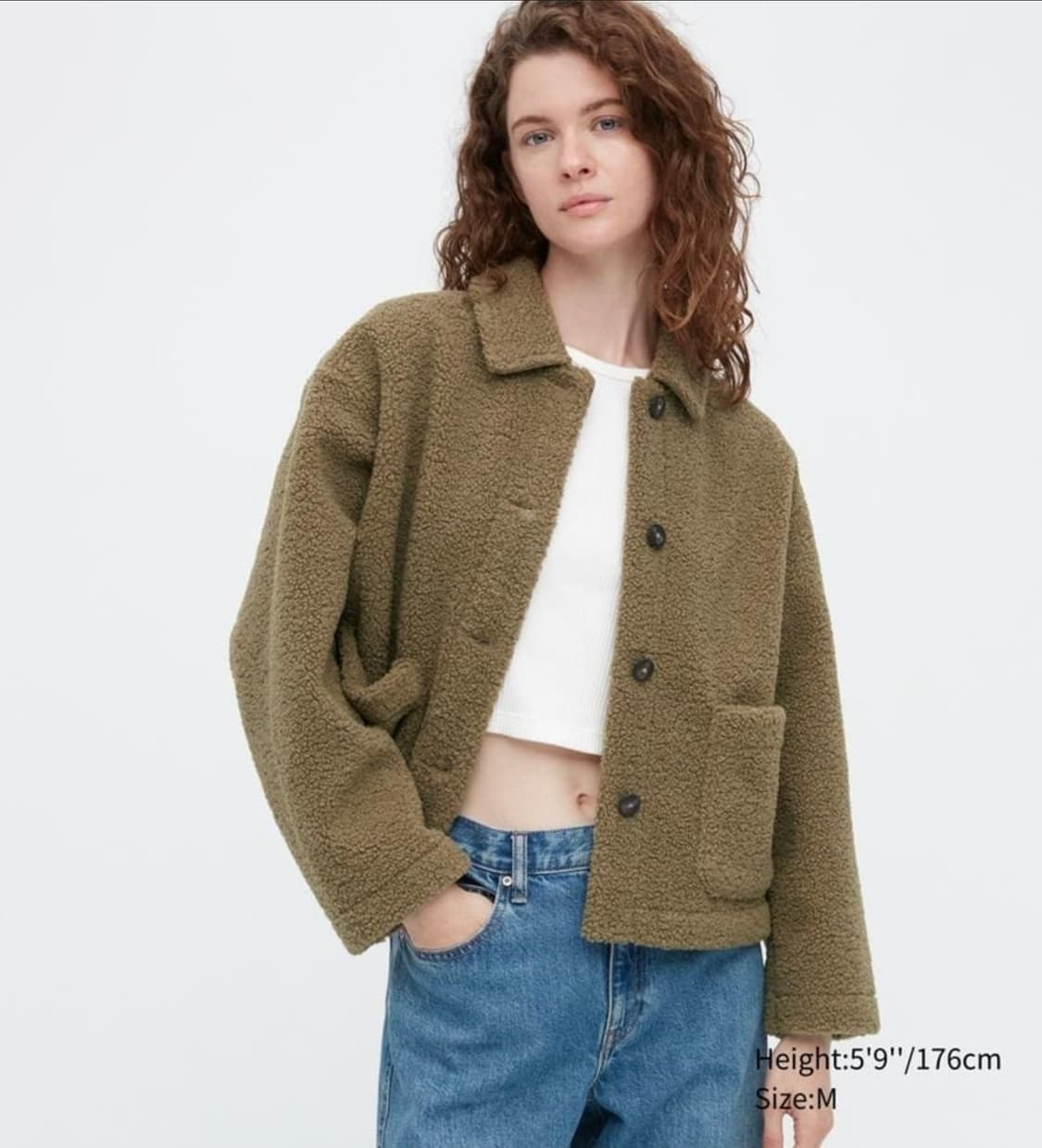 유니클로 여성 크롭 뽀글이 자켓 S 상품이미지2