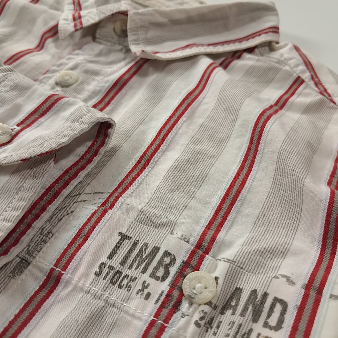 CK382 XL 팀버랜드 00s 레드 스트라이프 롤업 셔츠 남방 상품이미지4