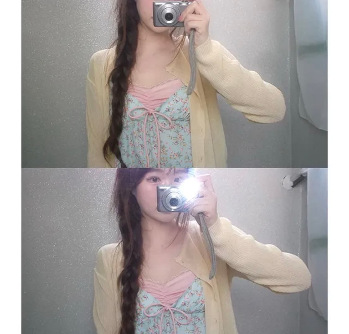 에이블리 오무트 가든 골지 가디건 옐로우 지그재그무신사모리걸오헤시오코이세 상품이미지1