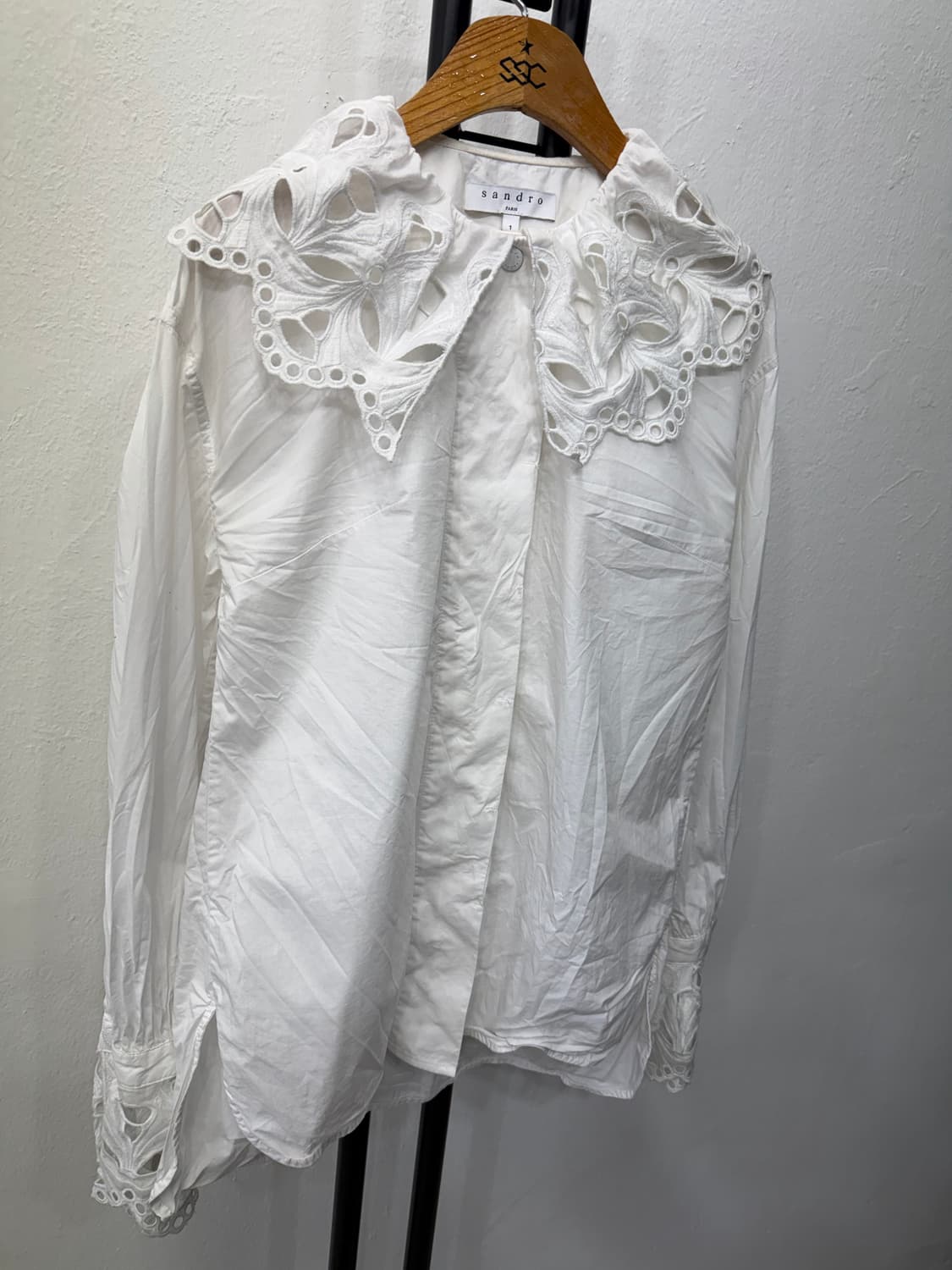 정품) 산드로 화이트 아일렛 블라우스 셔츠 1 상품이미지2
