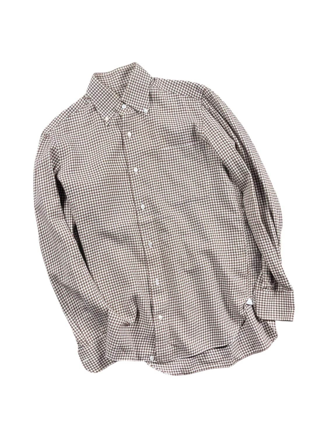 Vintage (maede in Italy) 브라운 체크 셔츠  상품이미지1