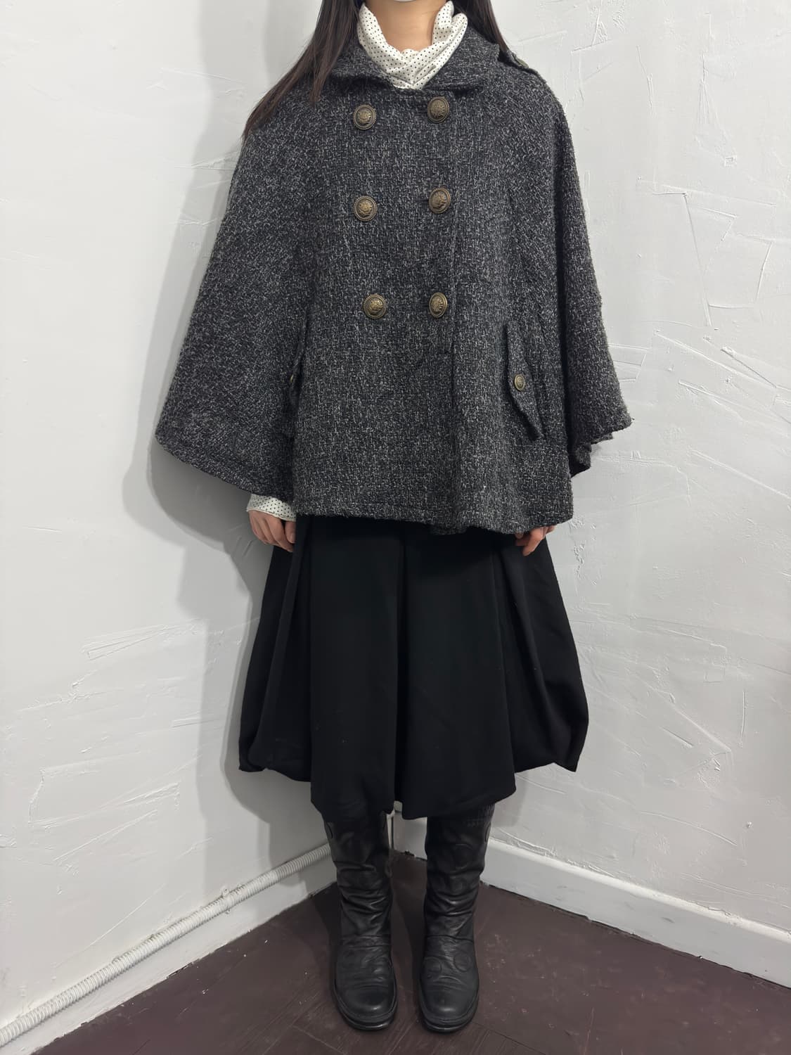 africataro button design cape coat 상품이미지1