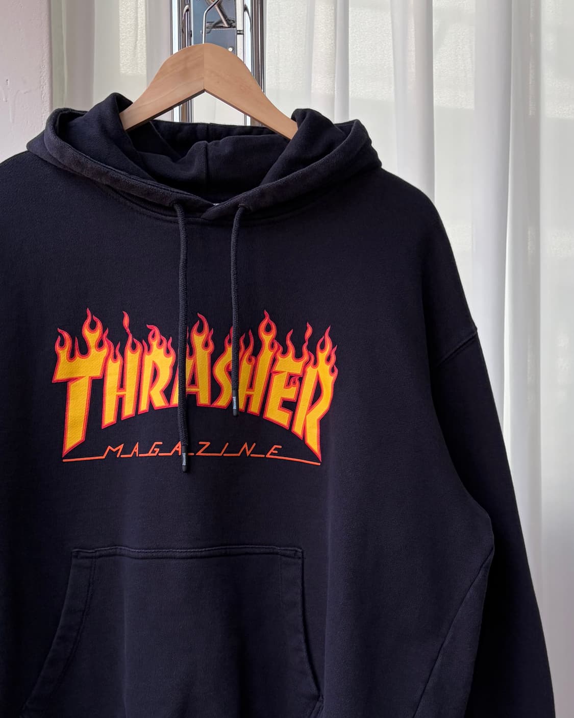 [L]트레셔 Thrasher 플레임 불꽃 로고 후드티 상품이미지4