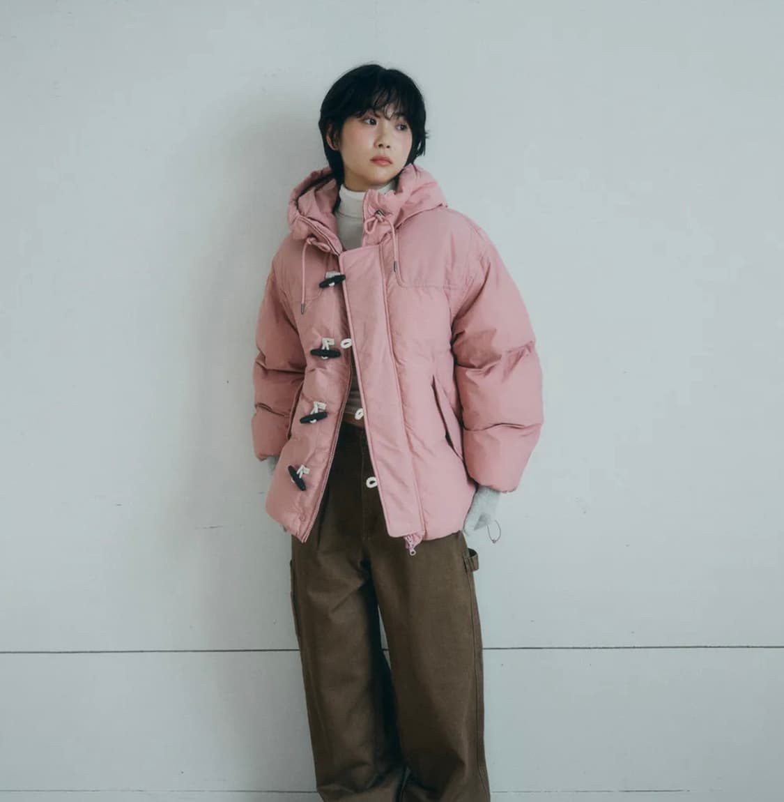 코드그라피 더플 후드 패딩(핑크, 카키) 상품이미지1