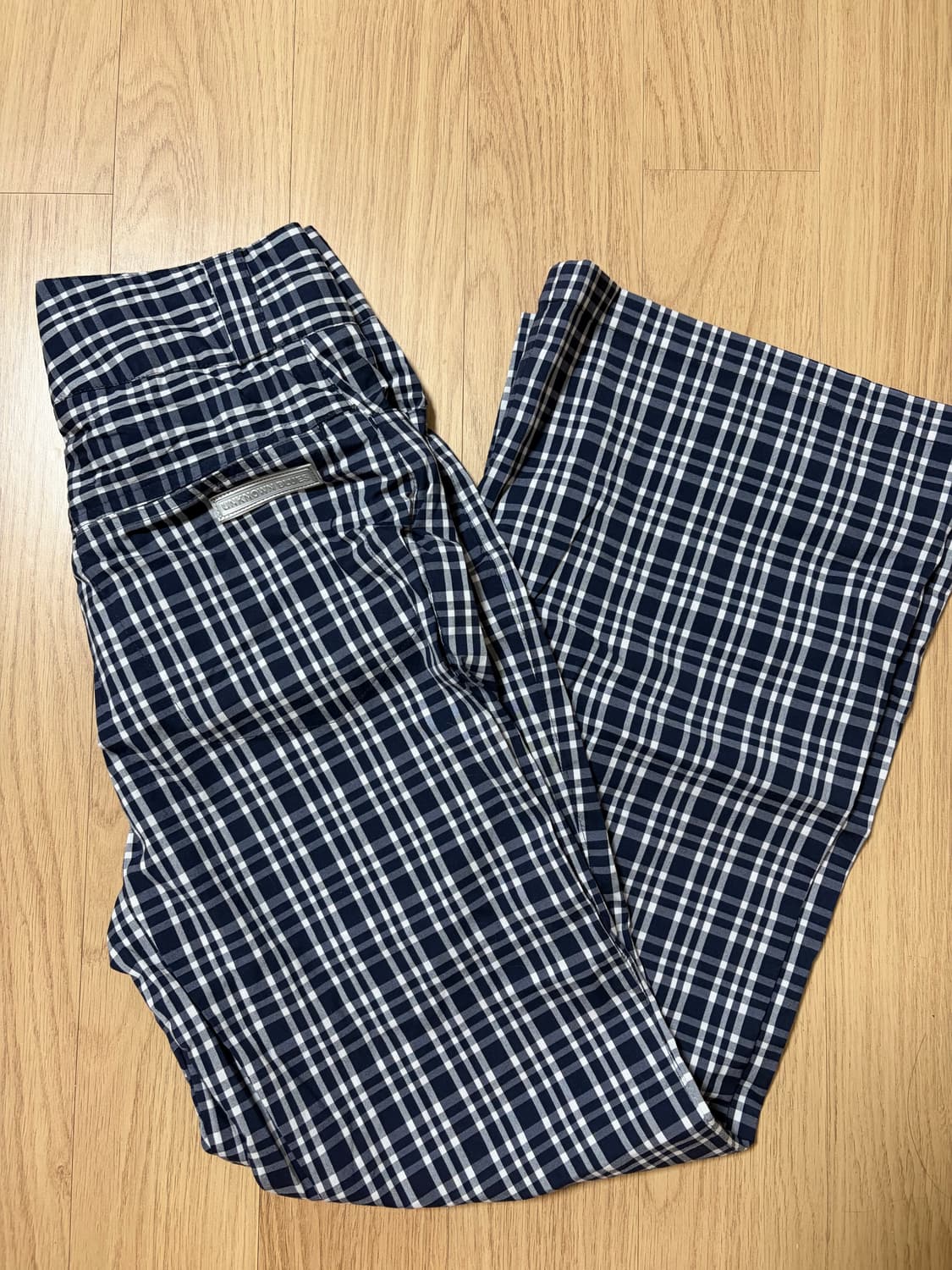 unknown blue 체크 부츠컷 팬츠 S 상품이미지1