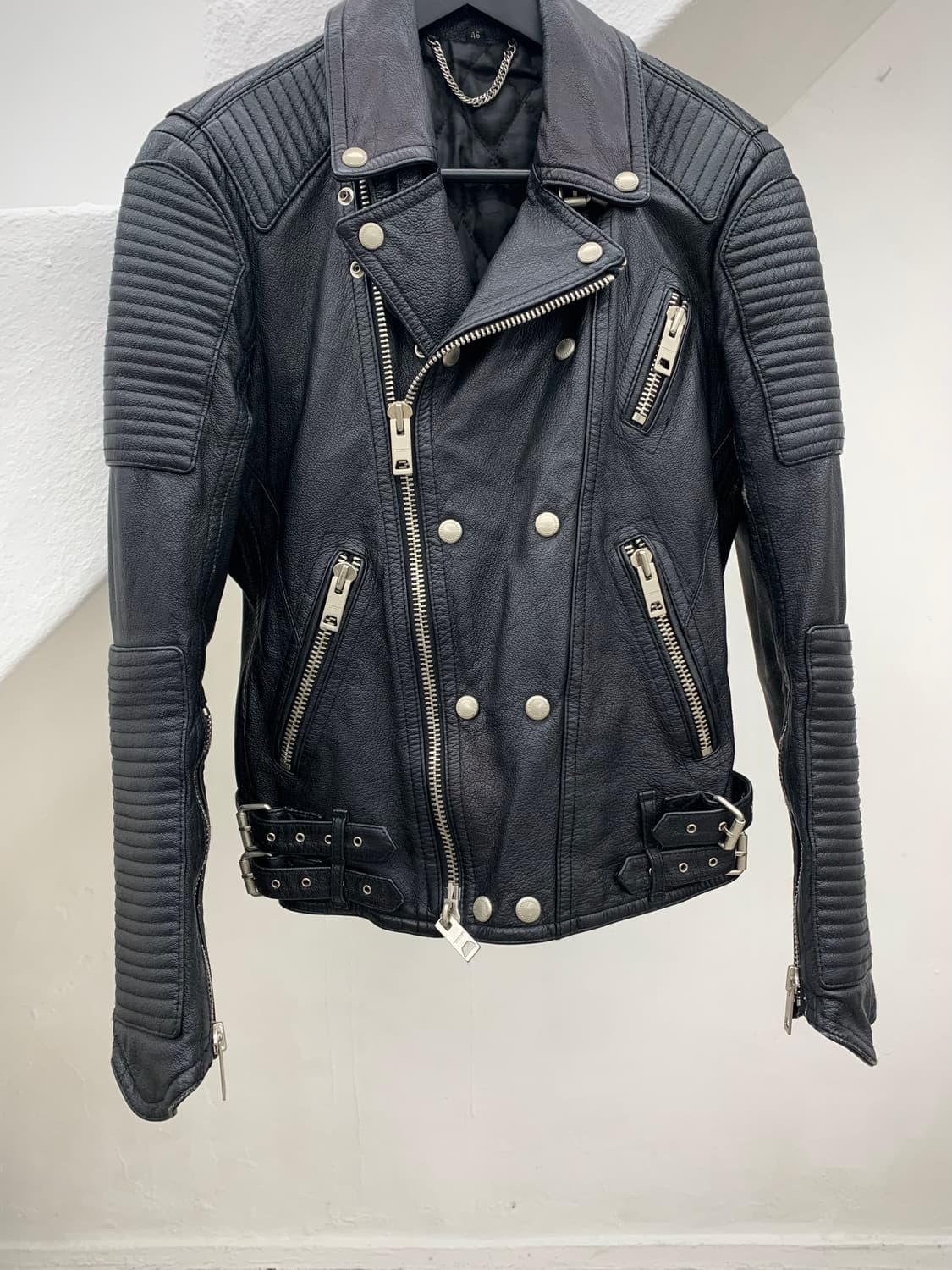 Biker lambskin leather rider jacket  상품이미지3