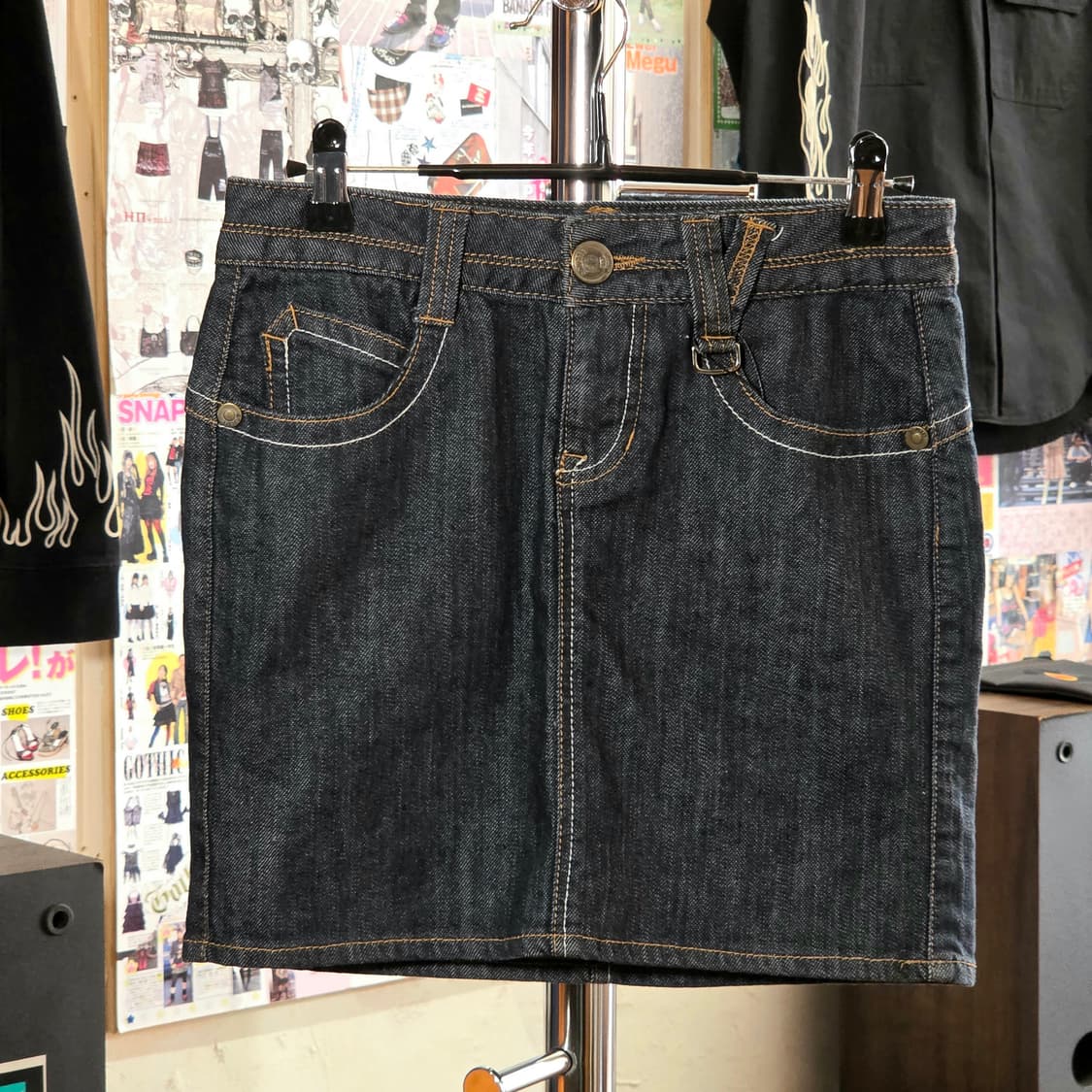 빈티지 백 포켓 생지 데님 미니 스커트 상품이미지3