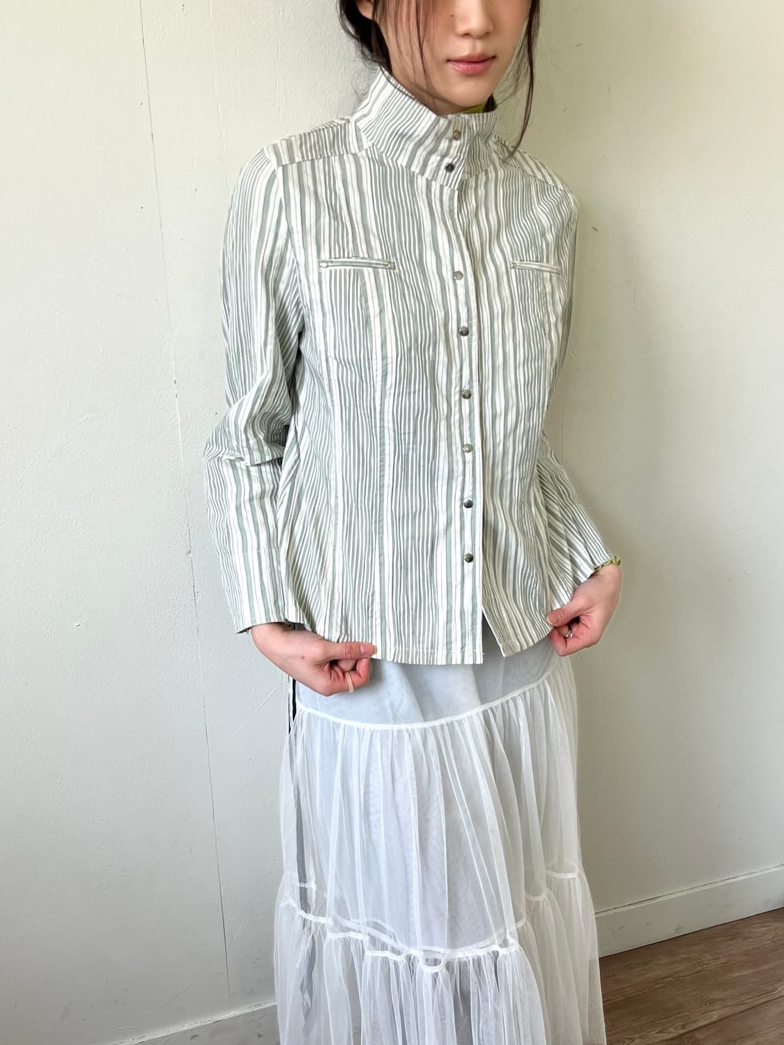 Lady’s Mode 민트 스트라이프 셔츠 자켓 상품이미지6