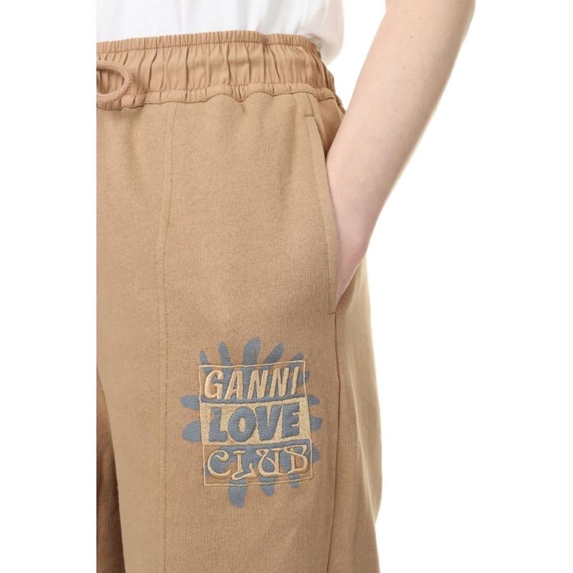 (정품/새상품) GANNI 가니 여성 브라운 자수 로고 스웻 팬츠 상품이미지7