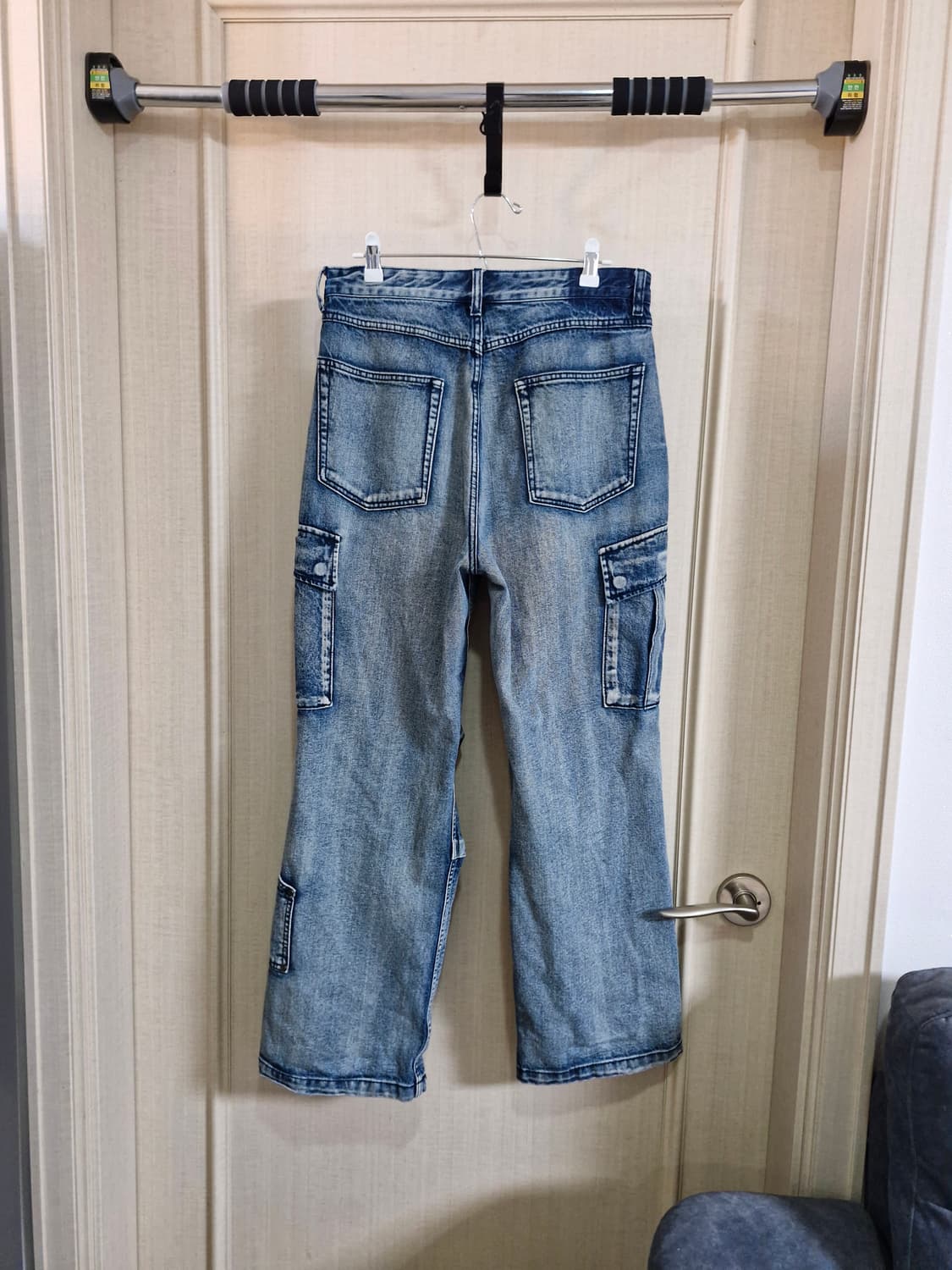 일꼬르소 워싱 데님 카고 팬츠 블루 와이드 M 상품이미지2