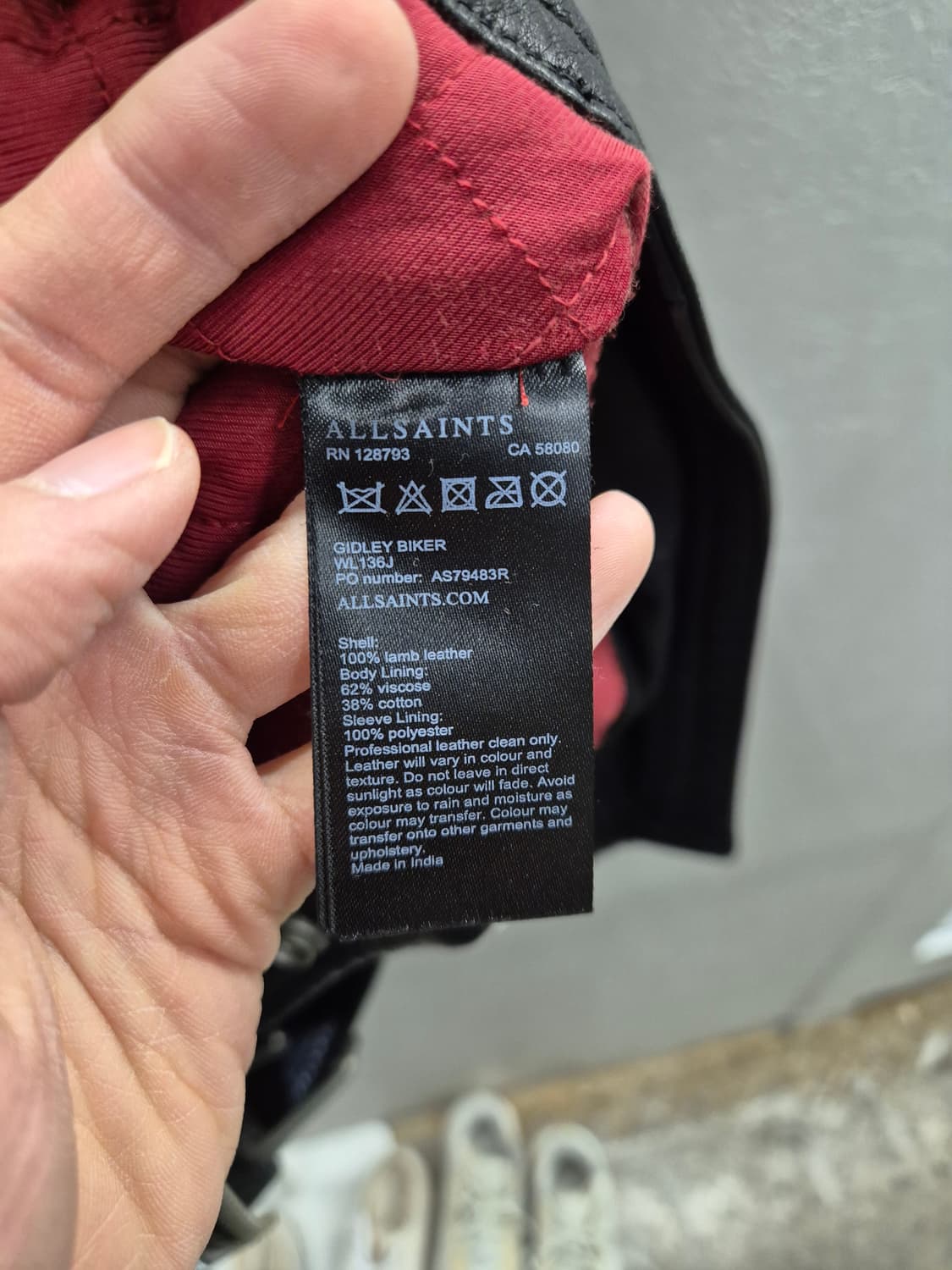 ALLSAINTS 블랙 램스킨 라이더 자켓 UK S 상품이미지7