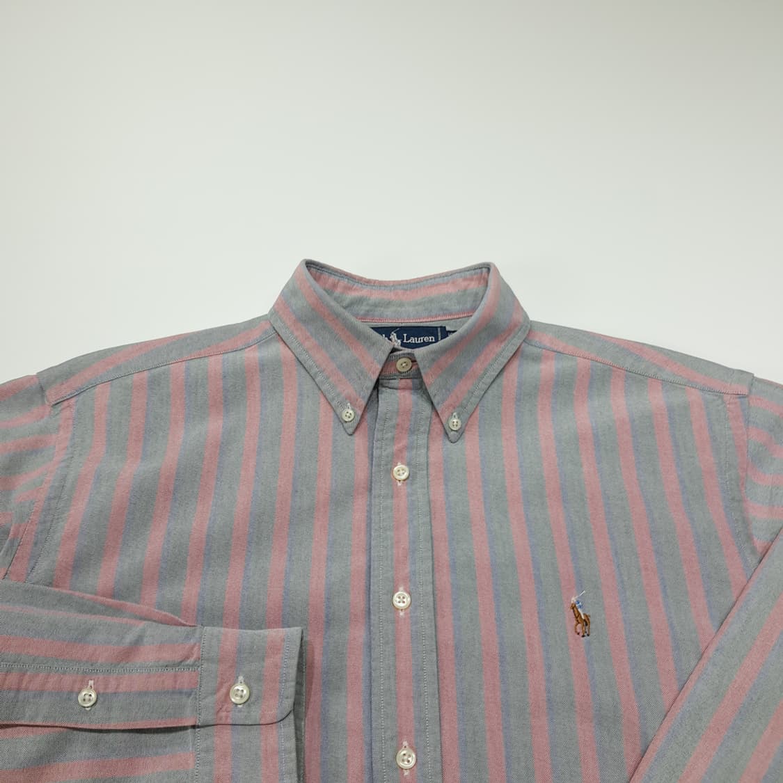 CN852 L 폴로 랄프로렌 올드스쿨 프레피 스트라이프 긴팔 셔츠 남방 상품이미지3