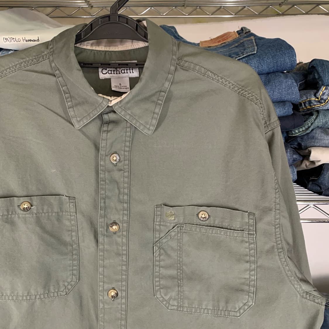 [L] 칼하트 워크셔츠 카키 상품이미지1