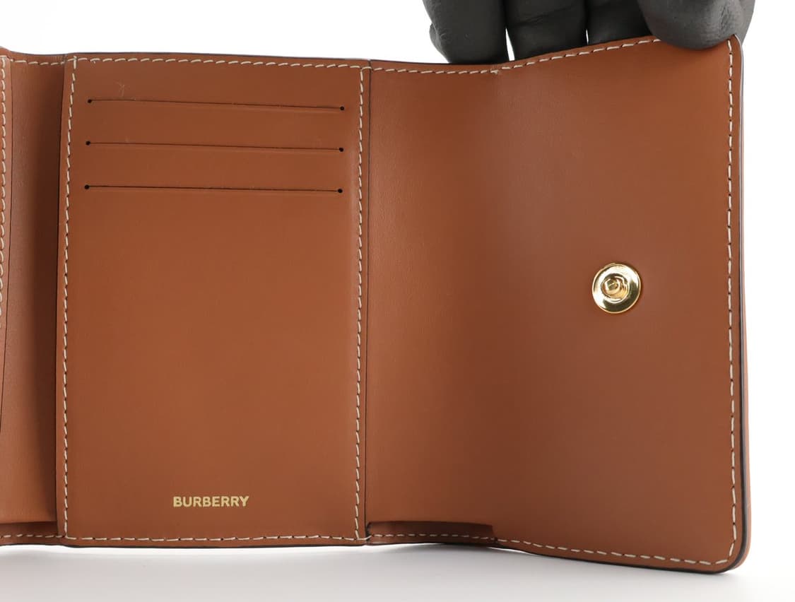 버버리 체크 레더 스몰 폴딩 미니 지갑 베이지 상품이미지5