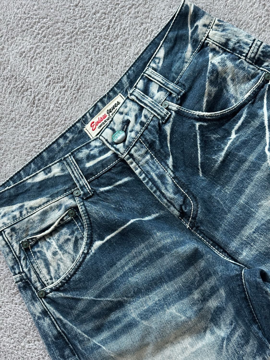 에비수 워싱 하프 신치백 데님팬츠 반바지 7부~8부 상품이미지3