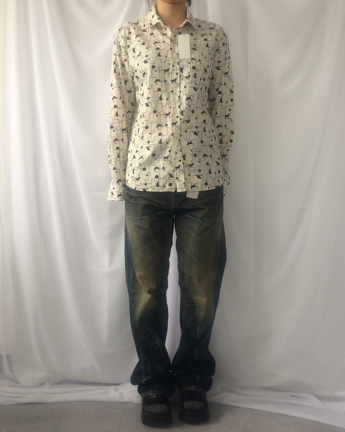 Cat pattern shirt 상품이미지1