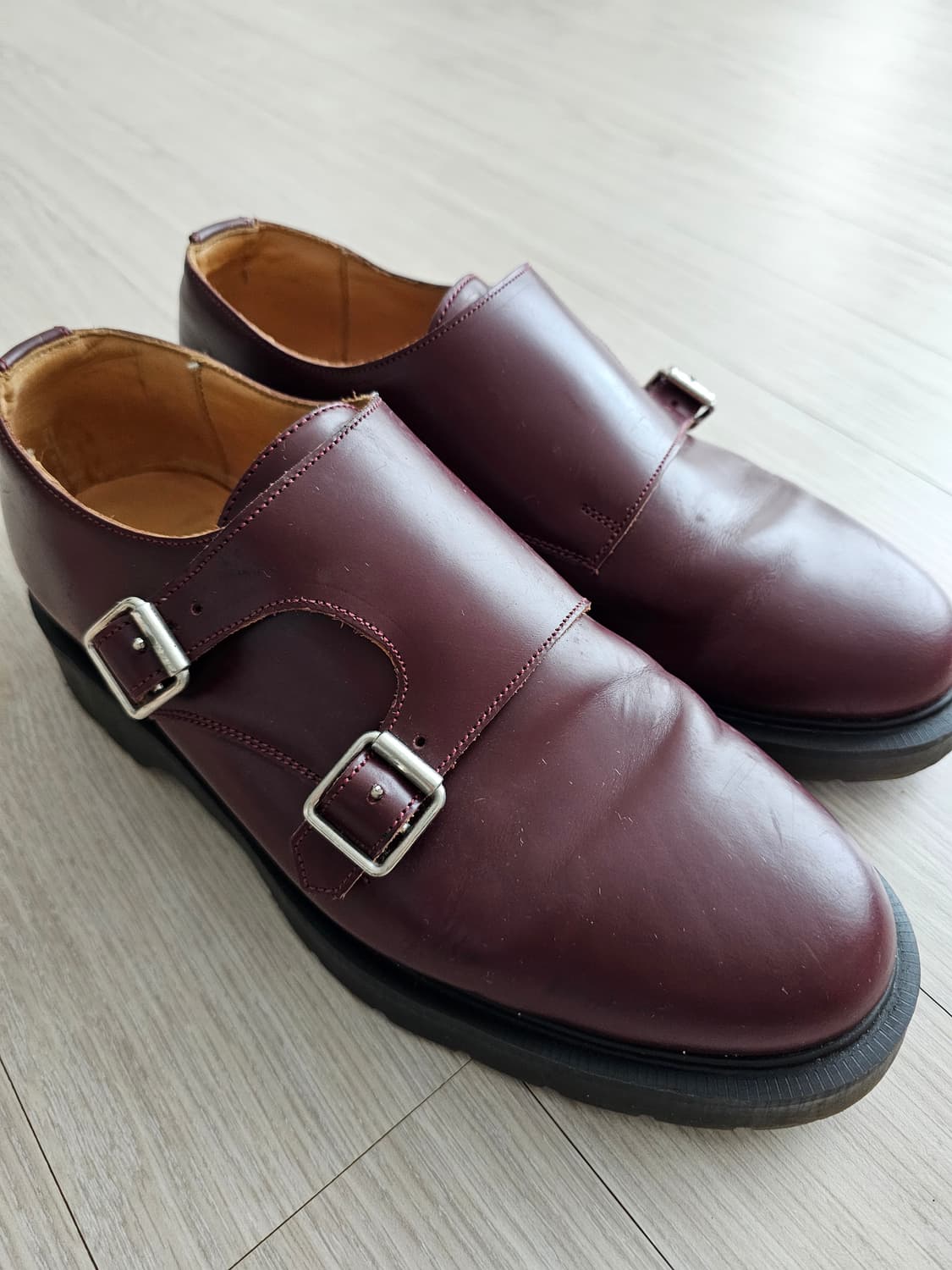 Solovair 솔로베어 더블버클 남성용 버건디 가죽로퍼 상품이미지1